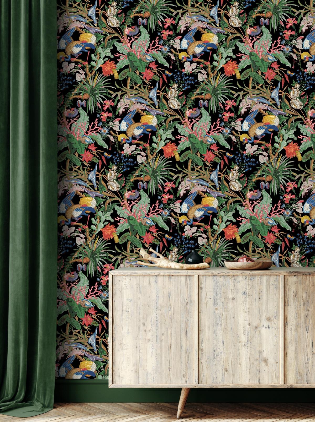 NextWall Ebony Tropical Canopy Peel and Stick Wallpaper