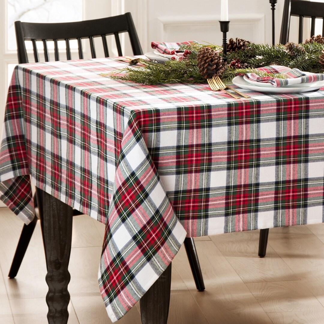 Christmas Classic Holiday Plaid Cotton Rectangle Tablecloth - Multicolor - 84x60 - Elrene Home Fashions
