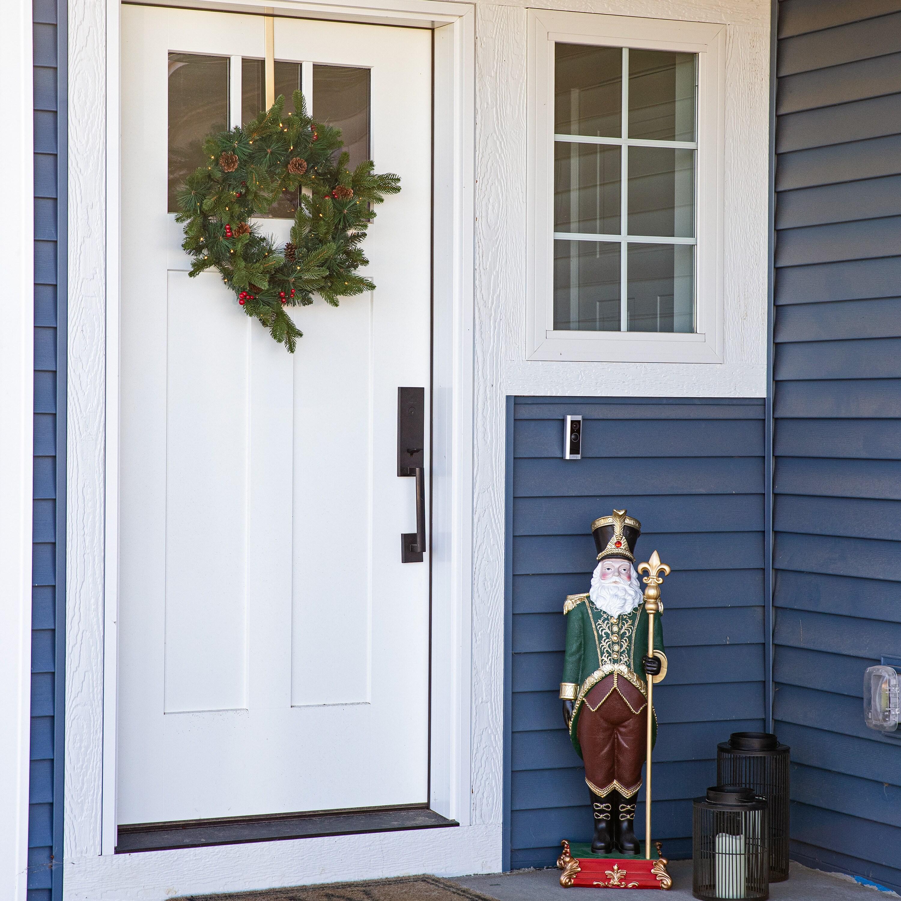 Sunnydaze 24" Diameter Indoor or Outdoor PVC Christmas Wreath with Pinecones and Berries - Traditional