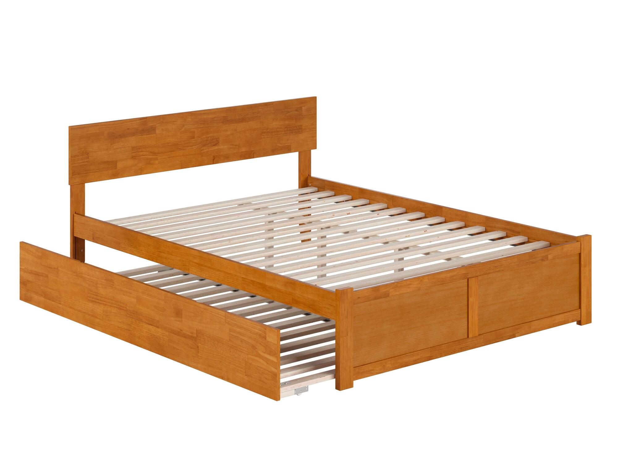 AFI Furnishings Orlando Solid Wood Platform Bed with Panel Footboard & Trundle