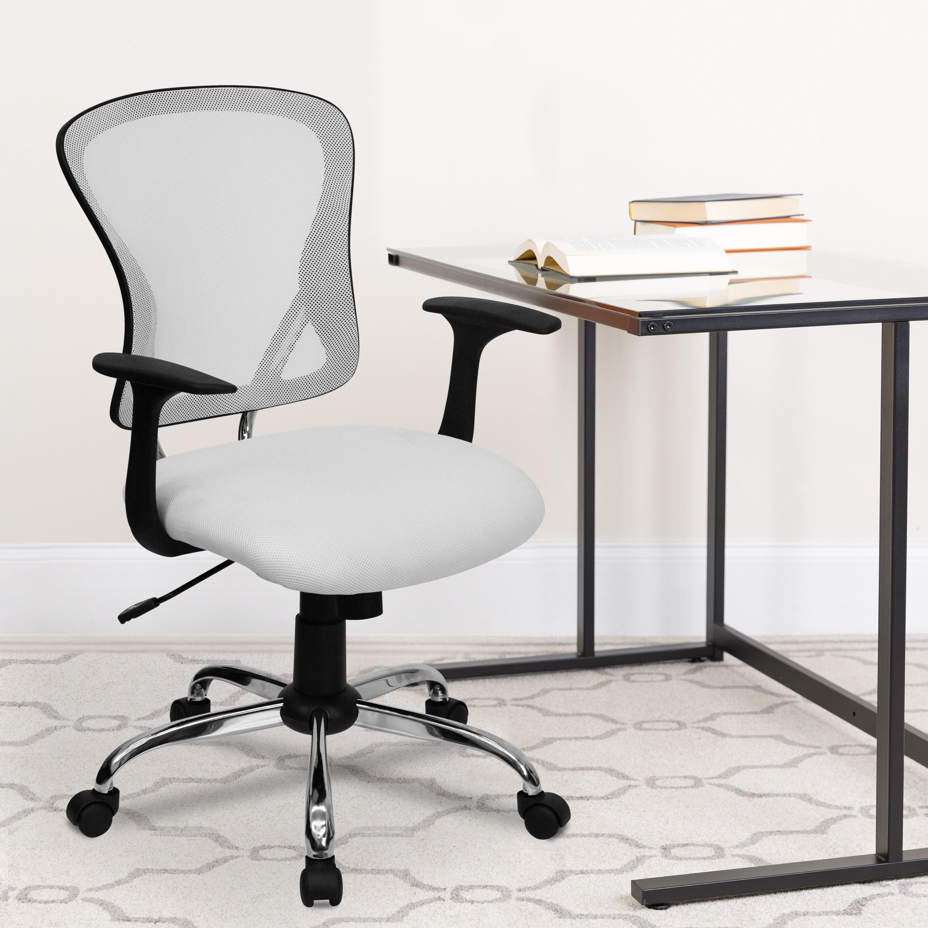 Flash Furniture Mid-Back Mesh Swivel Task Office Chair with Chrome Base and Arms