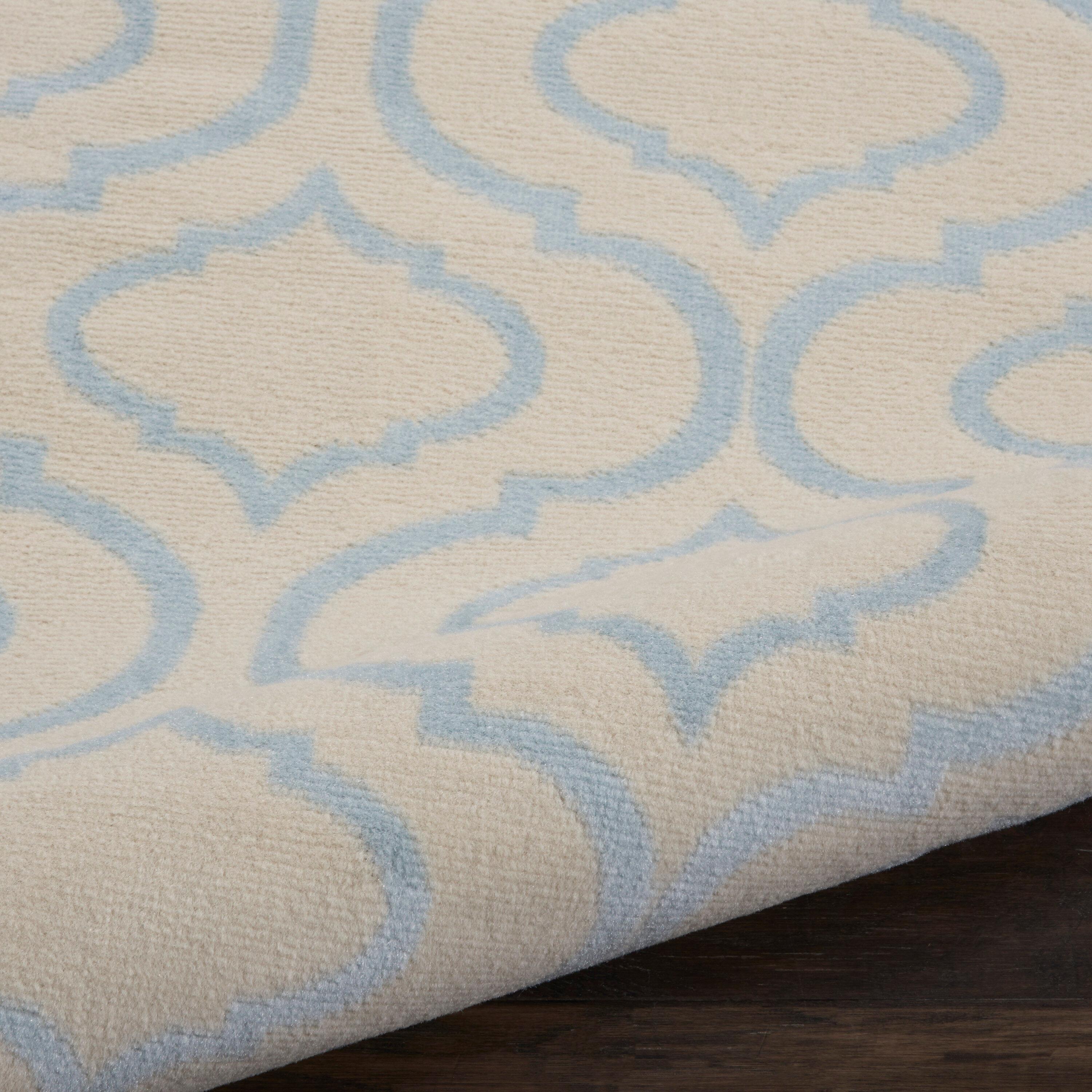 Nourison Jubilant Modern Moroccan Ivory/Blue 2' x 4' Area Rug, (2' x 4')