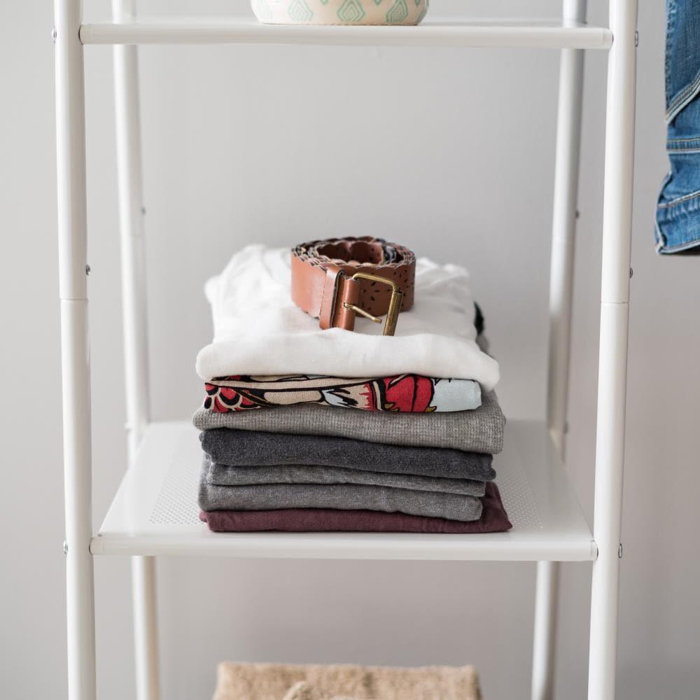 IRIS USA Clothes Rack with 4 Metal Shelves, Freestanding for Hanging Clothes, White