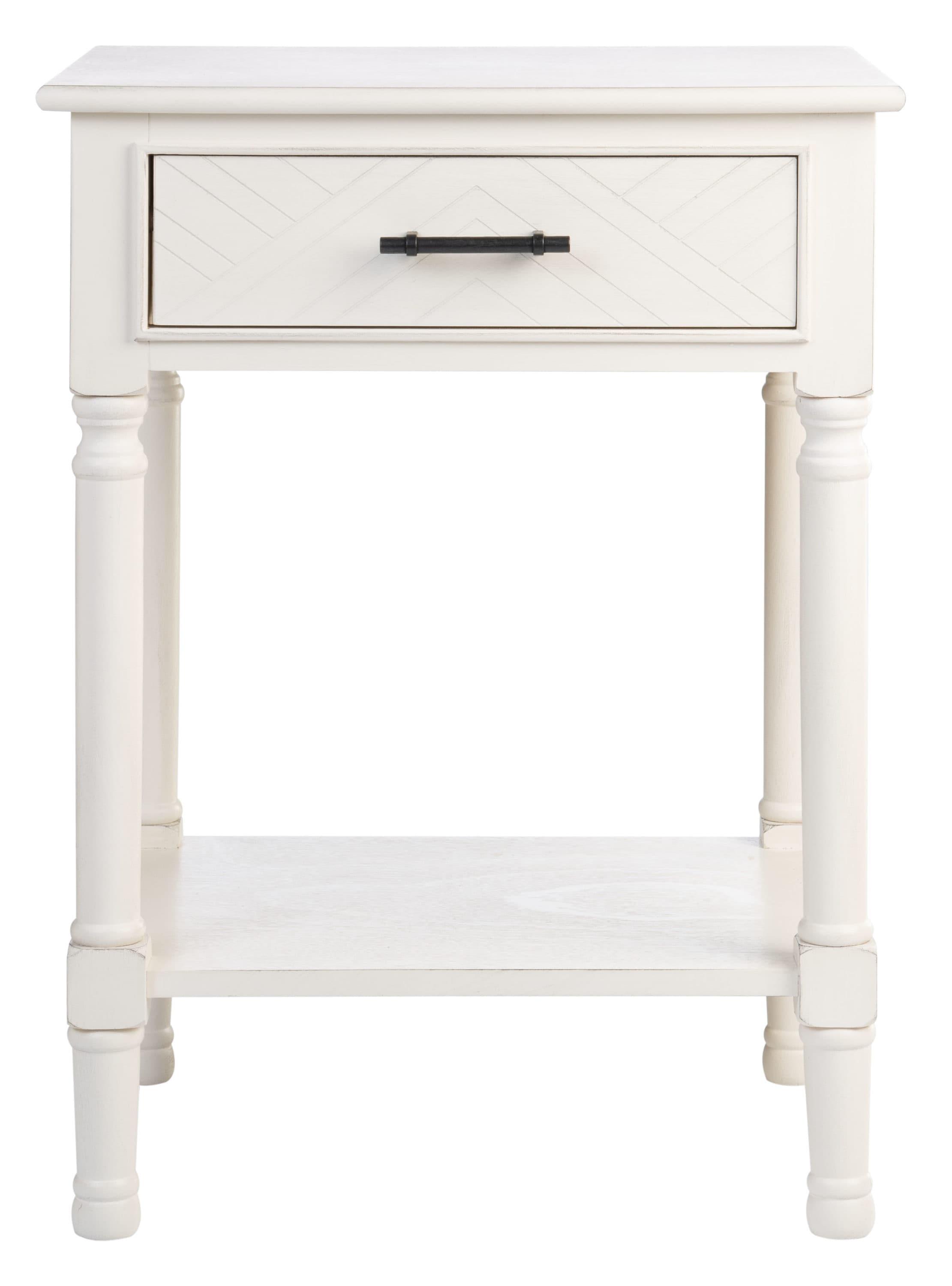 Peyton 1 Drawer Accent Table - Distressed White - Safavieh