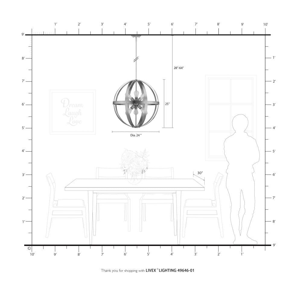 Livex Lighting Stoneridge 6 - Light Pendant in  Antique Brass