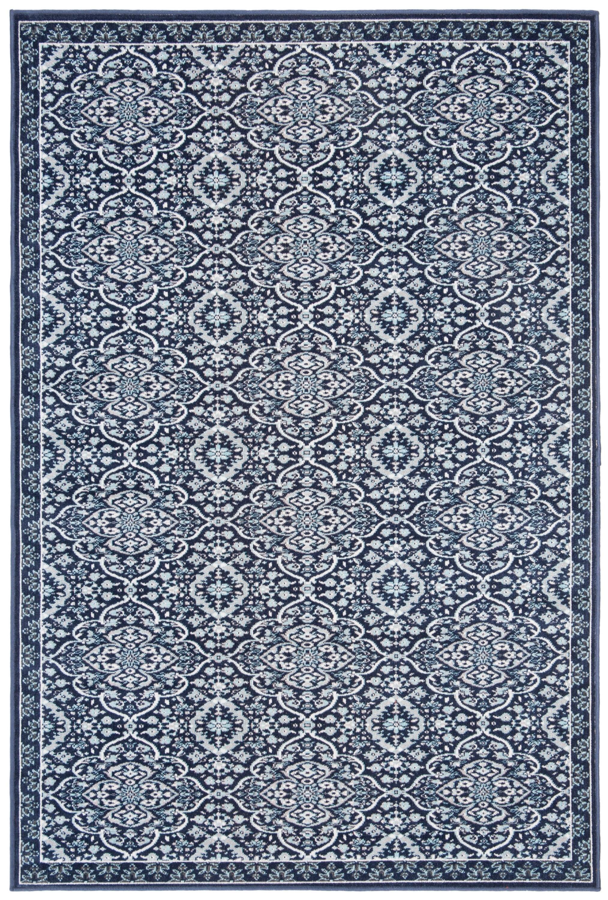Montage MTG283 Power Loomed Indoor/Outdoor Area Rug - Navy/Ivory - 4'x6' - Safavieh.