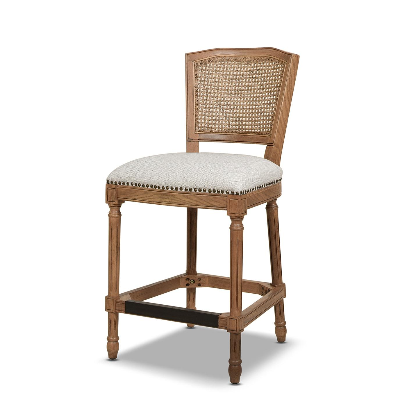 Triomphe Rattan Wicker Counter Bar Stool White Pepper Stain Resistant Polyester