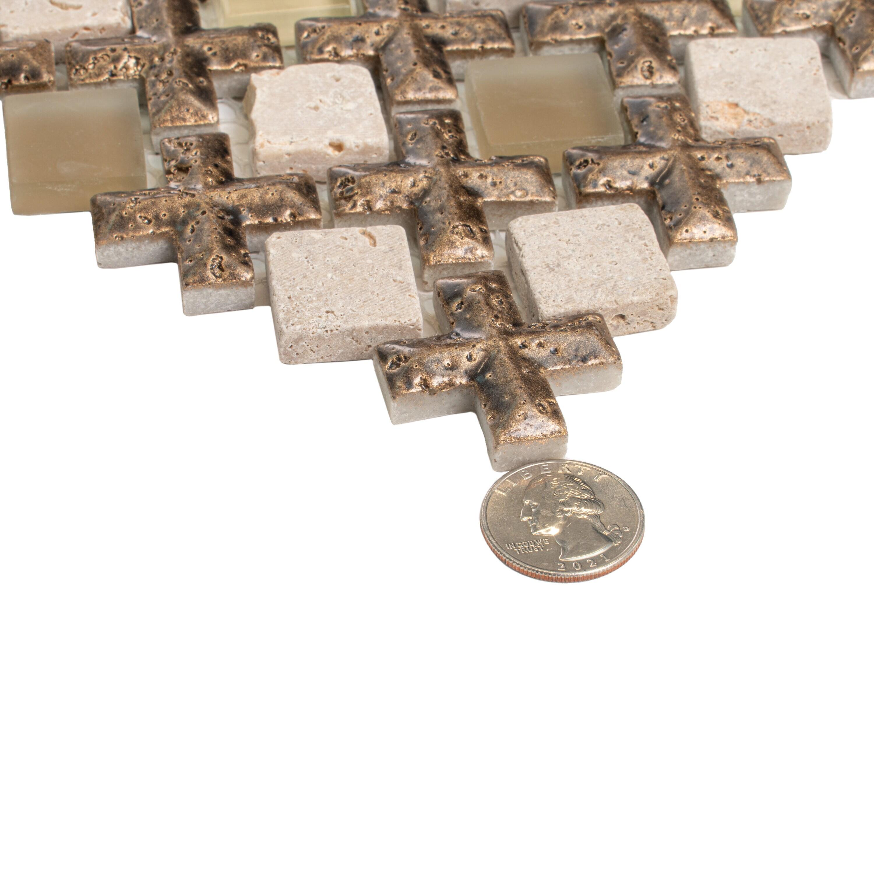 11" x 11" Glass Grid Mosaic Wall Tile