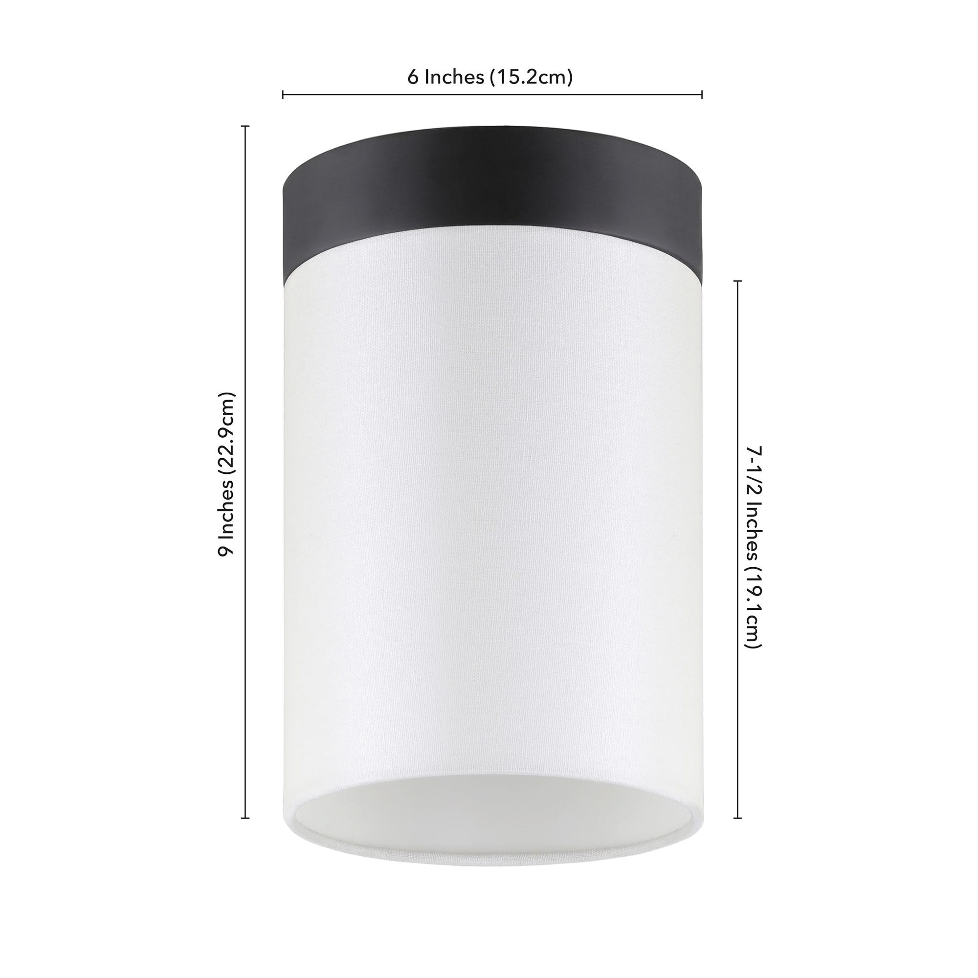 Evelyn&Zoe 6" Blackened Bronze Metal/Fabric Semi Flush Mount