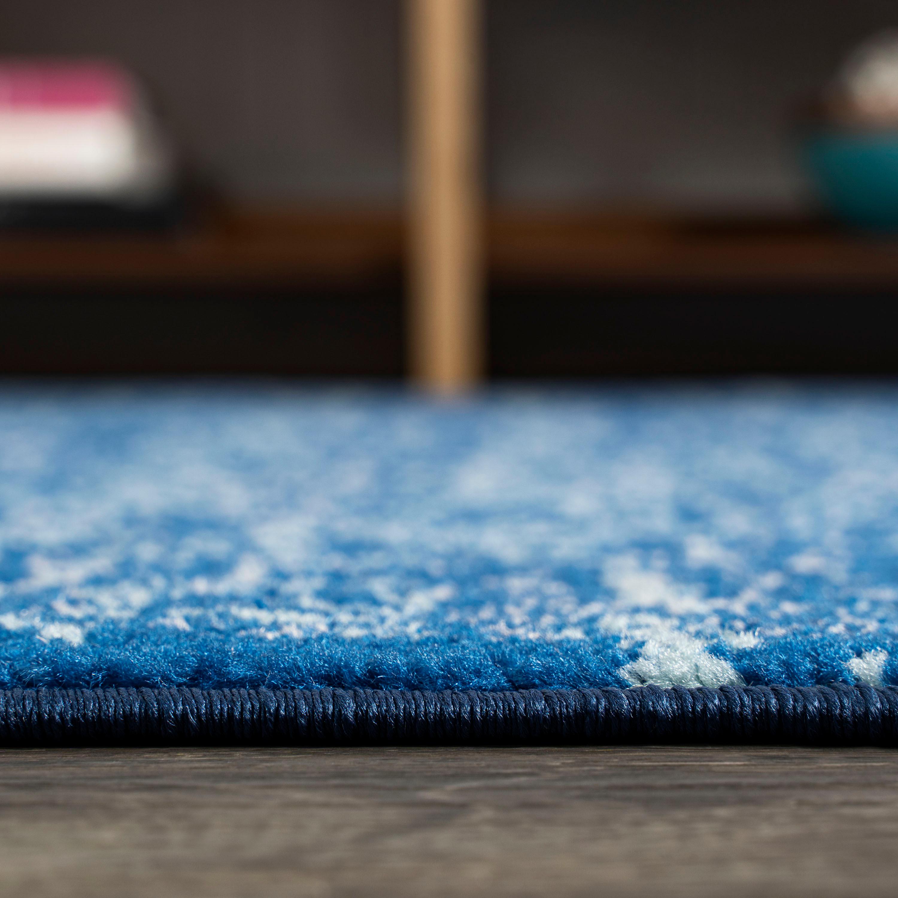 4'x6' Ferro Filigree Charcoal Black and White Area Rug, Blue - JONATHAN Y