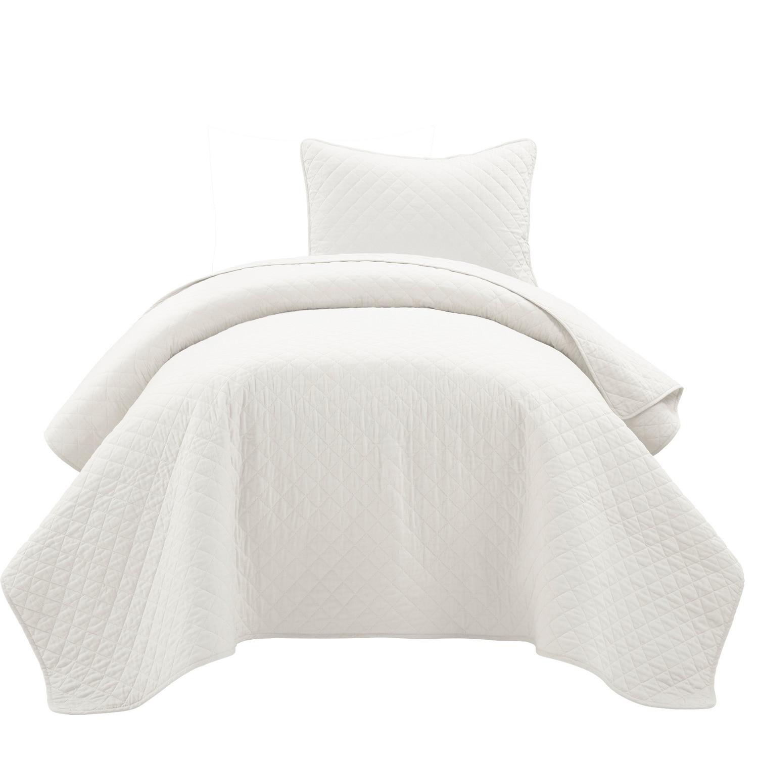 Lush Decor Ava Diamond Oversized Cotton Quilt White 3Pc Set Cal King