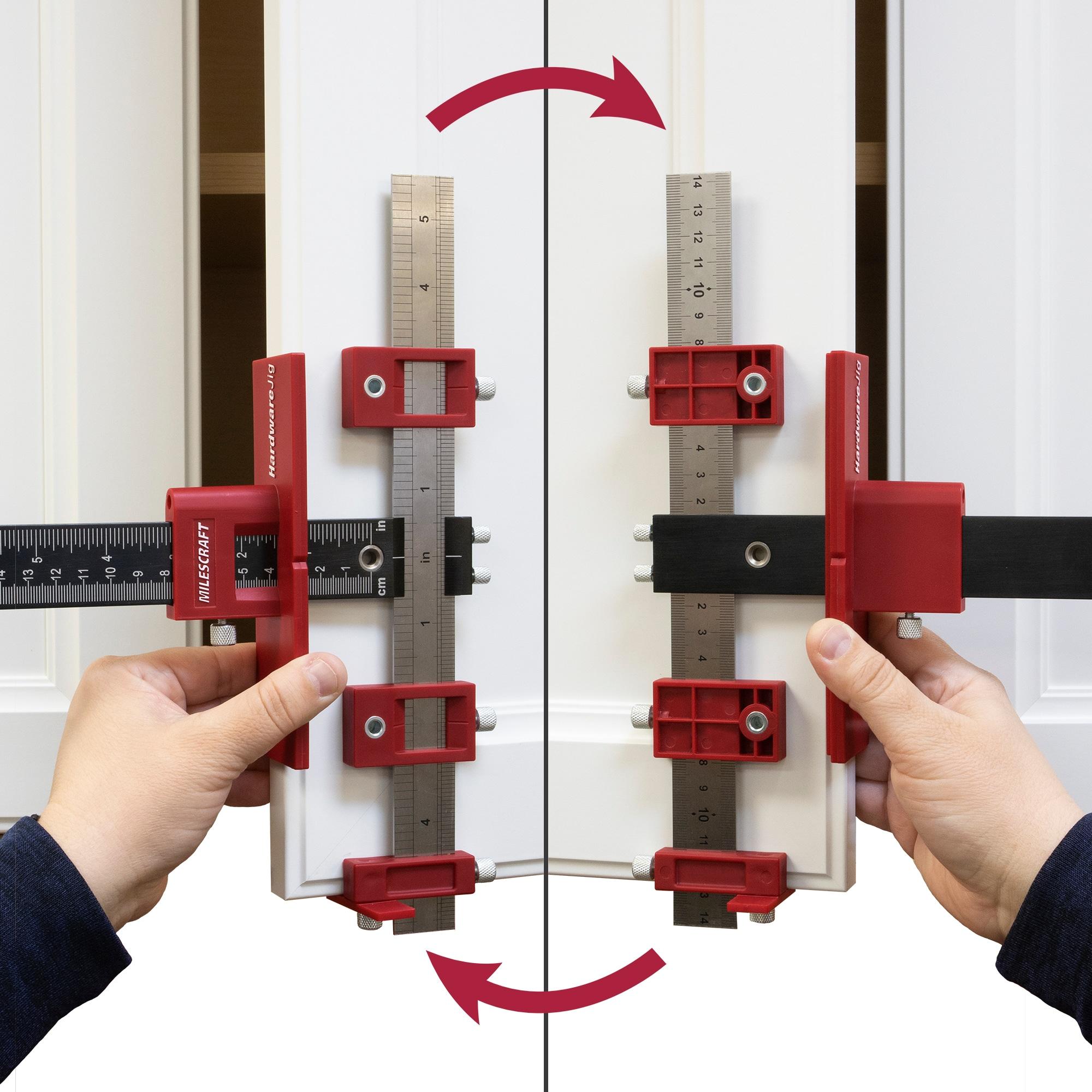 Milescraft 1340 Hardware Jig – Adjustable Drill Guide to Quickly Install Cabinet/Drawer Handles, Knobs and Pulls. Cabinet Hardware Template, Wood Drilling Guide Jig, Drawer Pull Jig.