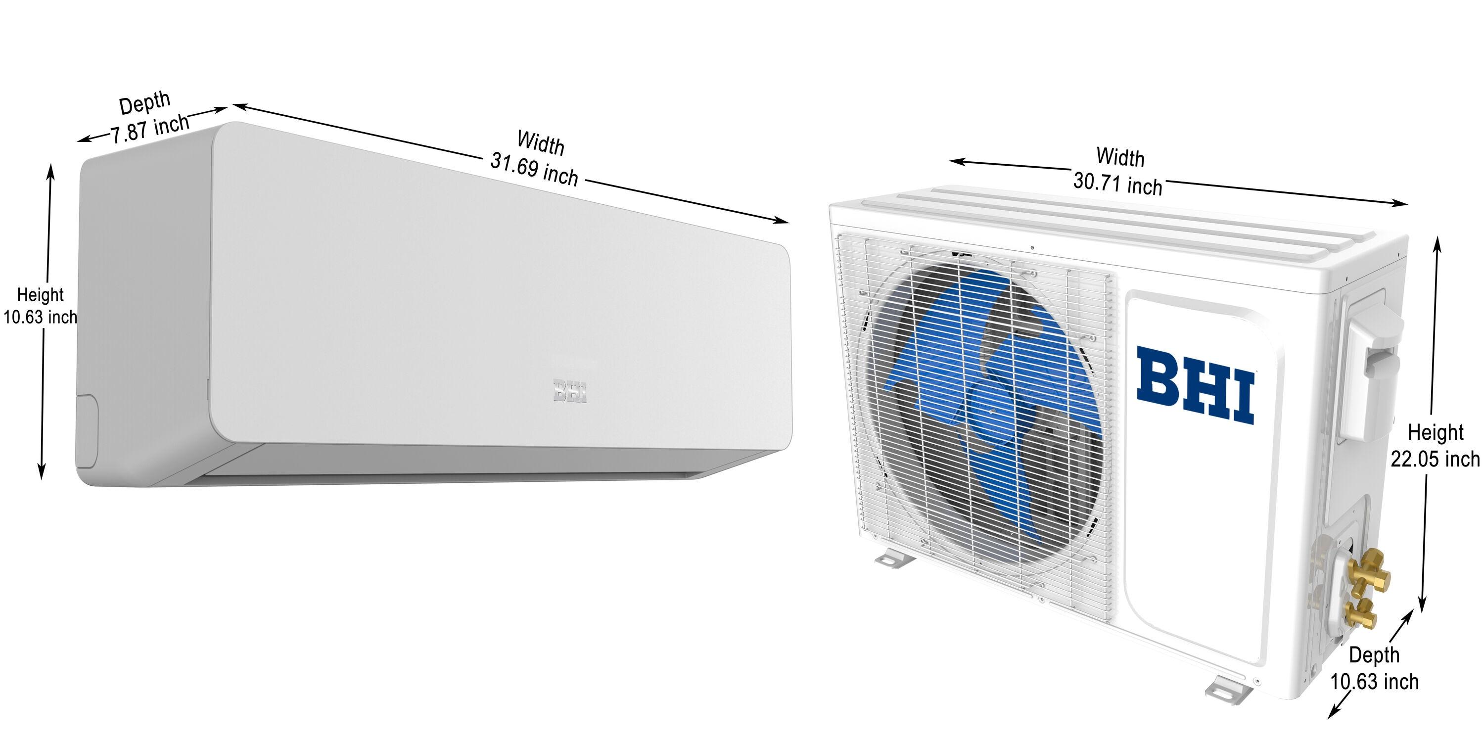 BHI BHI 12000 BTU Wi-Fi Connected Ductless Mini Split Air Conditioner for 600 Square Feet with Heater and Remote Included
