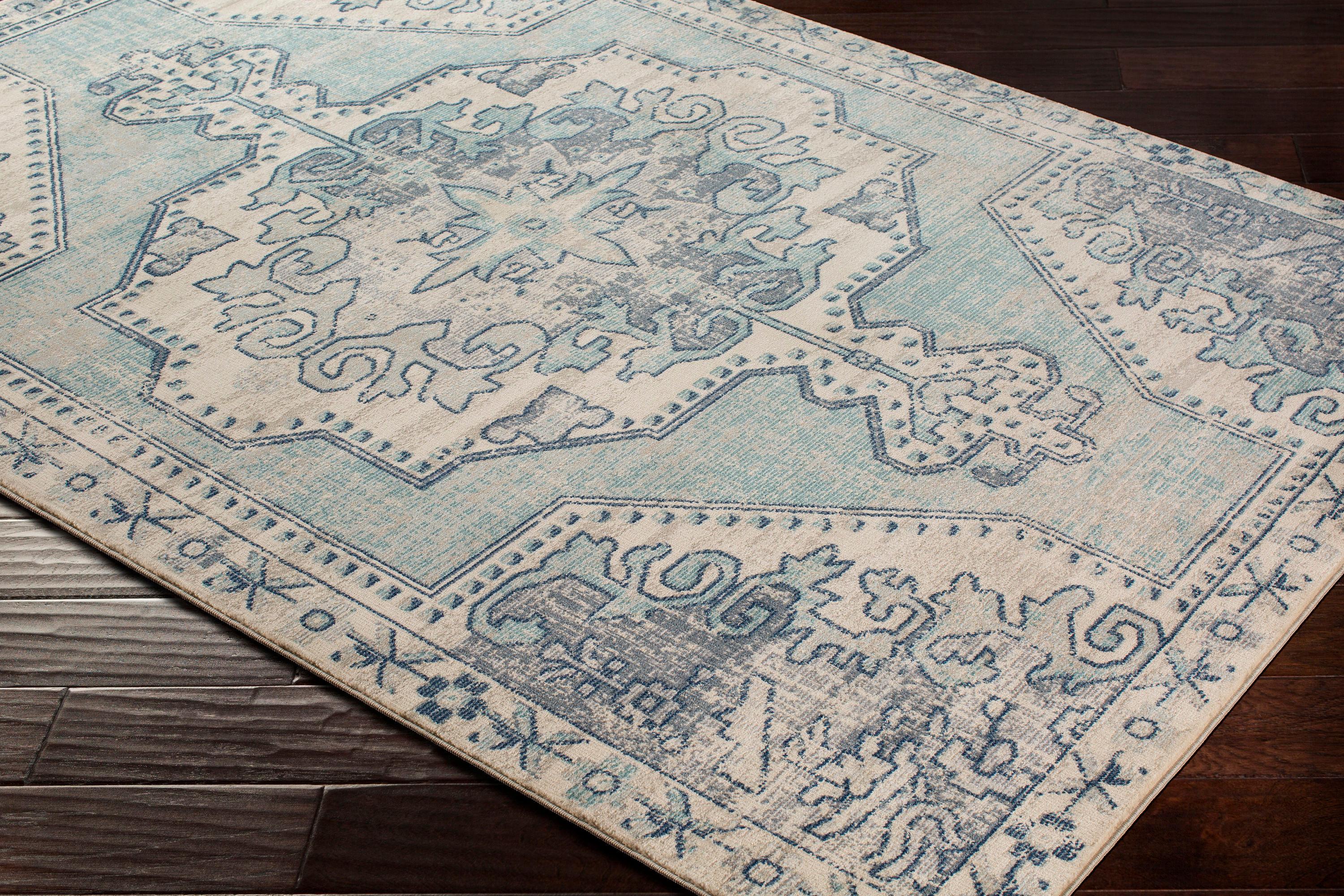Livabliss 7'10"x9'11" Thatch Traditional Rug Blue: Medium Pile, Fade & Stain-Resistant, Indoor Use