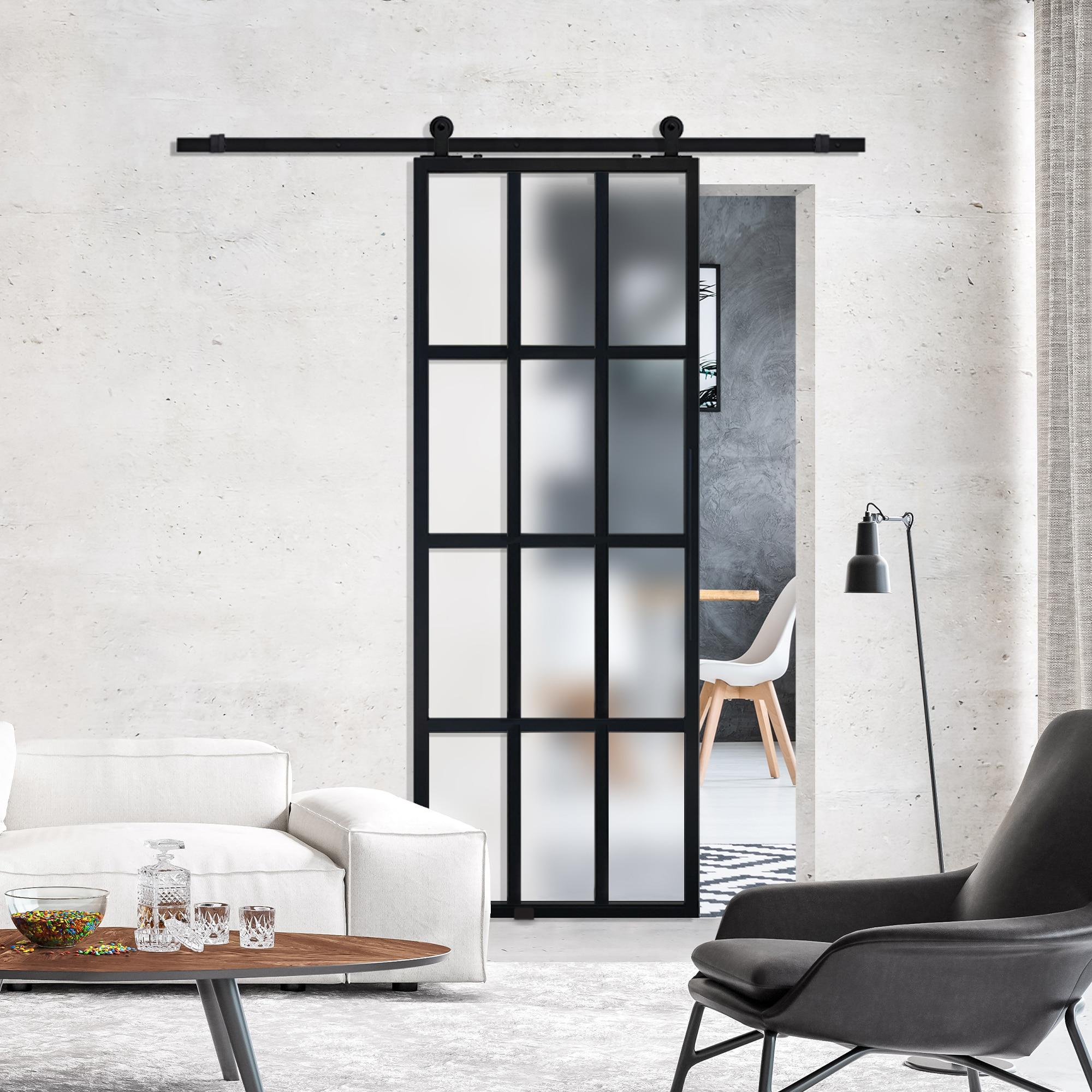 Barndoorz Single Glass Pane Glass with Installation Hardware Kit Barn Door