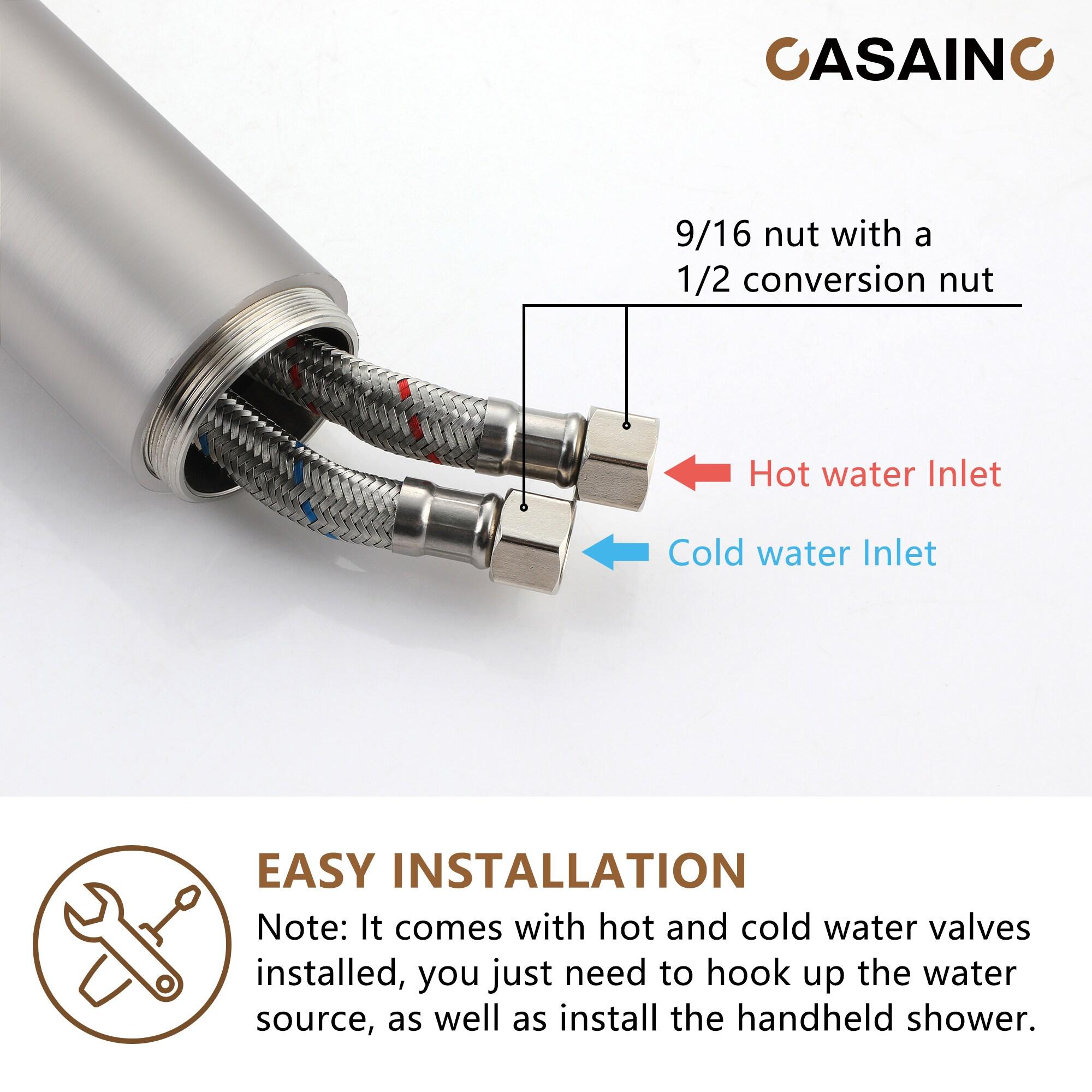 CASAINC KCLT0054-BN Single Handle Freestanding Bathtub Faucet with Diverter and Handshower