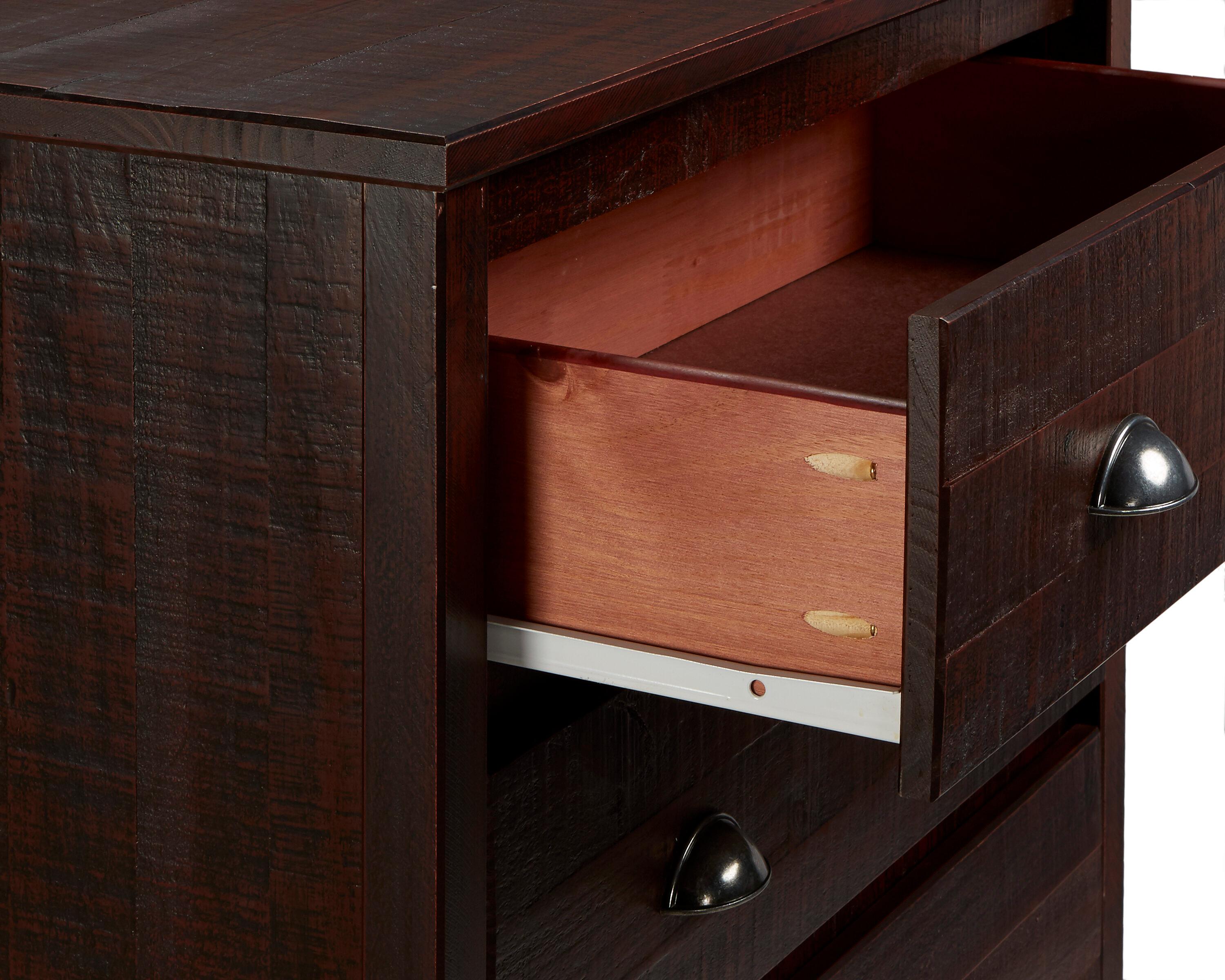 Camaflexi Baja 5 Drawer Chest Wooden Night Stand Bedroom Dresser Storage Cabinet, Walnut