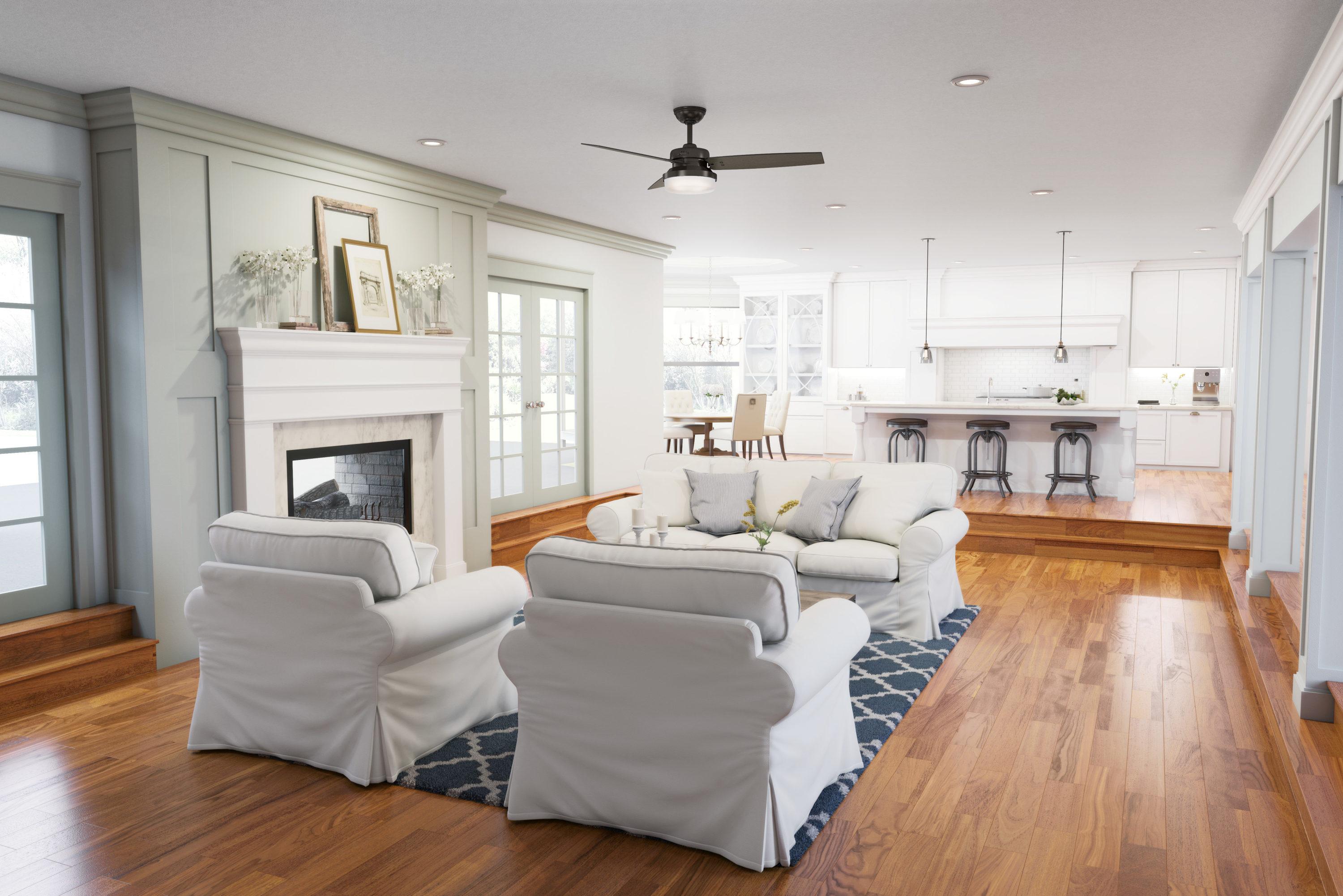 Hunter Fan 52" Sentinel 3 -Blade Standard Ceiling Fan with Remote Control and Light Kit Included