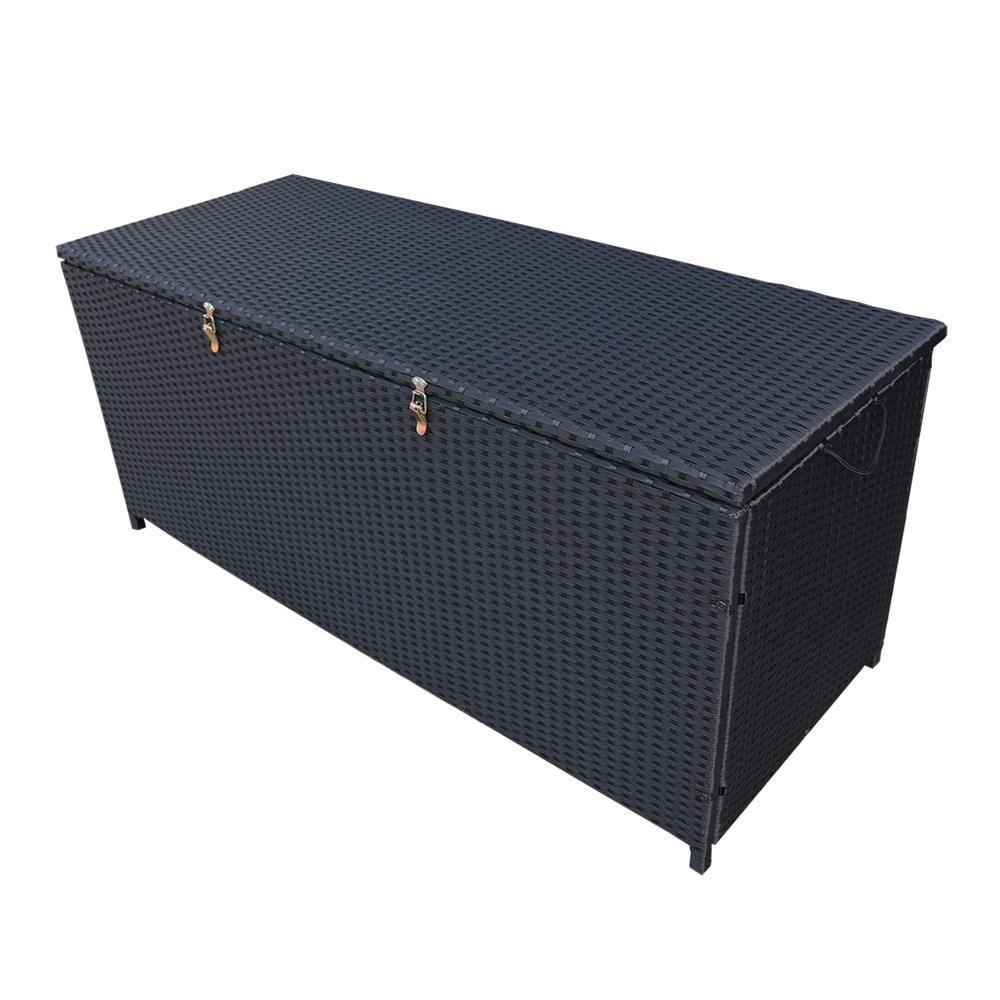 Oakland Living Indoor and Outdoor 113 Gallon Wicker Storage Bin with Metal Frame