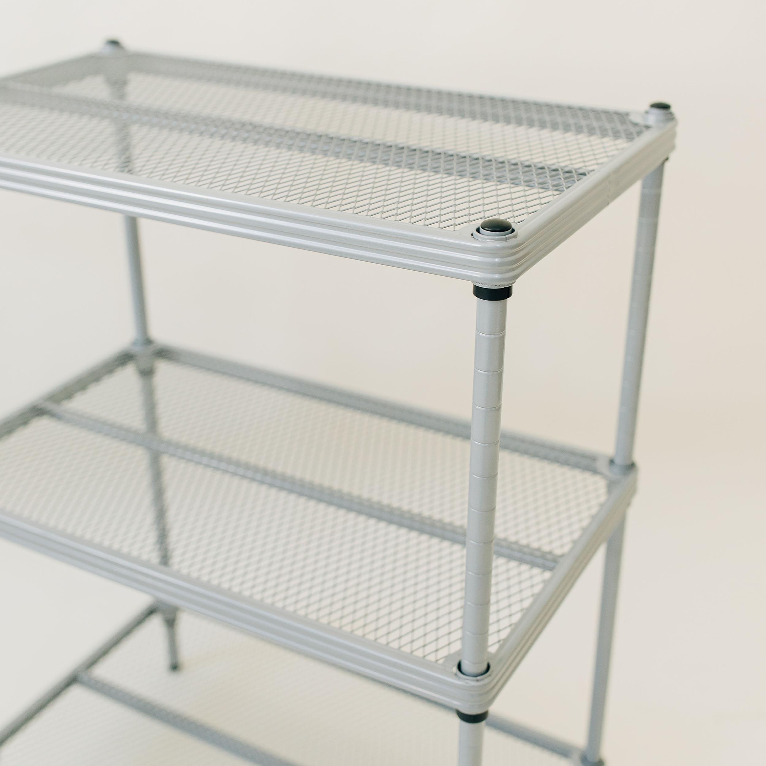 Design Ideas MeshWorks 3 Tier Full-Size Metal Storage Shelving Unit Rack for Kitchen, Office, and Garage Organization, 23.6” x 13.8” x 31.5,” Silver