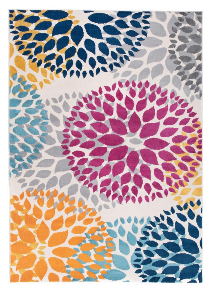 World Rug Gallery Modern Floral Circles Multi 5' x 7' Area Rug