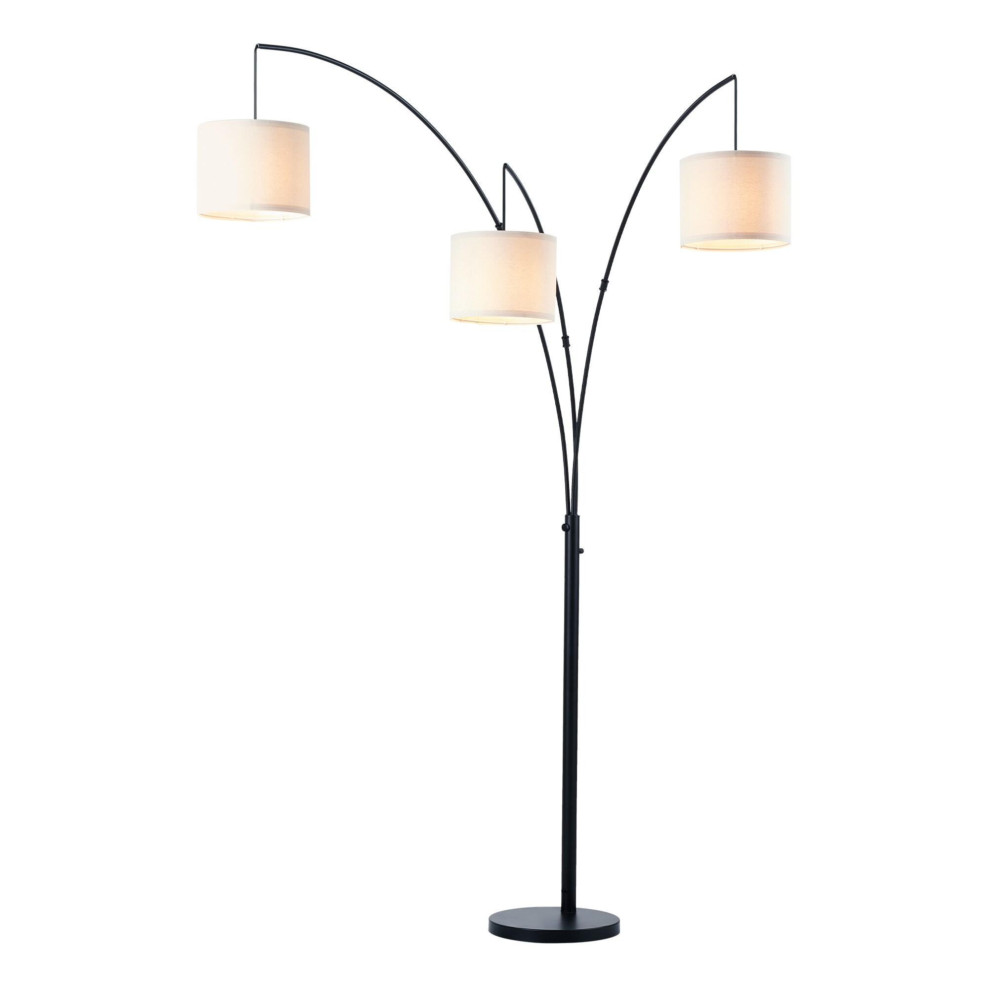 Bestco 83" Modern Arc Floor Lamp with Hanging Drum Shades 3 Light Tree Standing Light