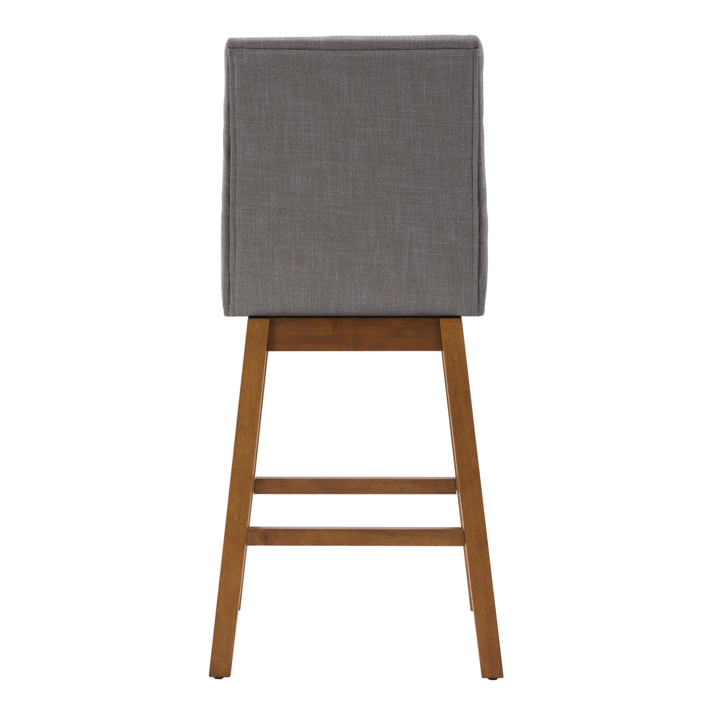 CorLiving Set of 2 Boston Channel Tufted Fabric Barstools Light Gray: Upholstered, Rubberwood Legs, Foam Padded