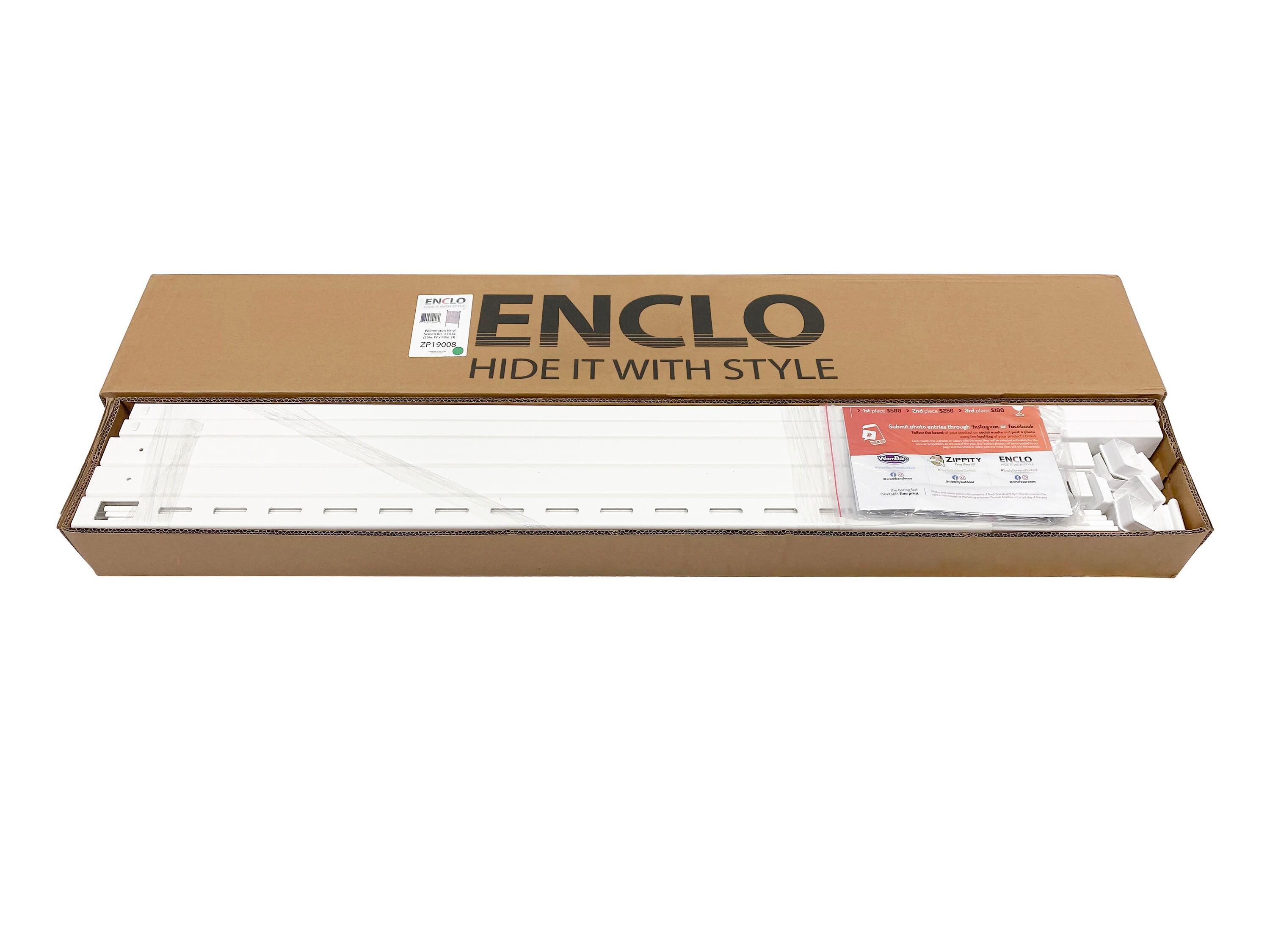 Enclo 45.5in H x 36.5in W (2 Panels) No Dig Enclo Wilmington White Vinyl Privacy Screen, Outdoor Privacy Panels, Trash Can Enclosure, Air Conditioner Fence, Pool Equipment Enclosure, ZP19008