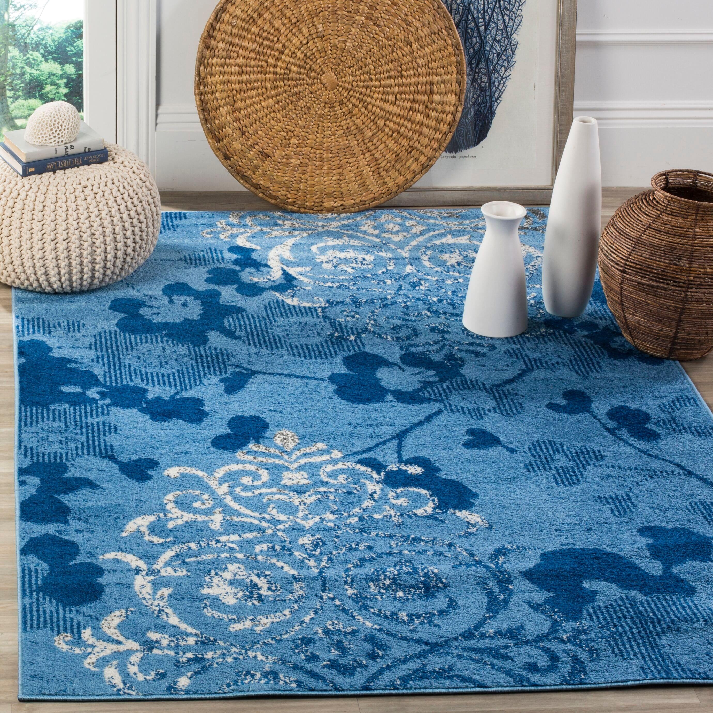Adirondack ADR114 Machine Made Indoor Area Rug - Light Blue/Dark Blue - 5'-1"x7'-6" - Safavieh