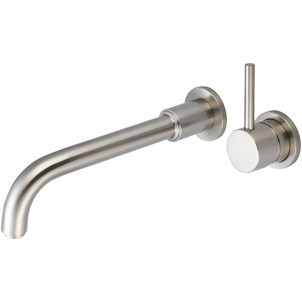 Brushed Nickel Wall Mounted Single-Handle Bathroom Faucet