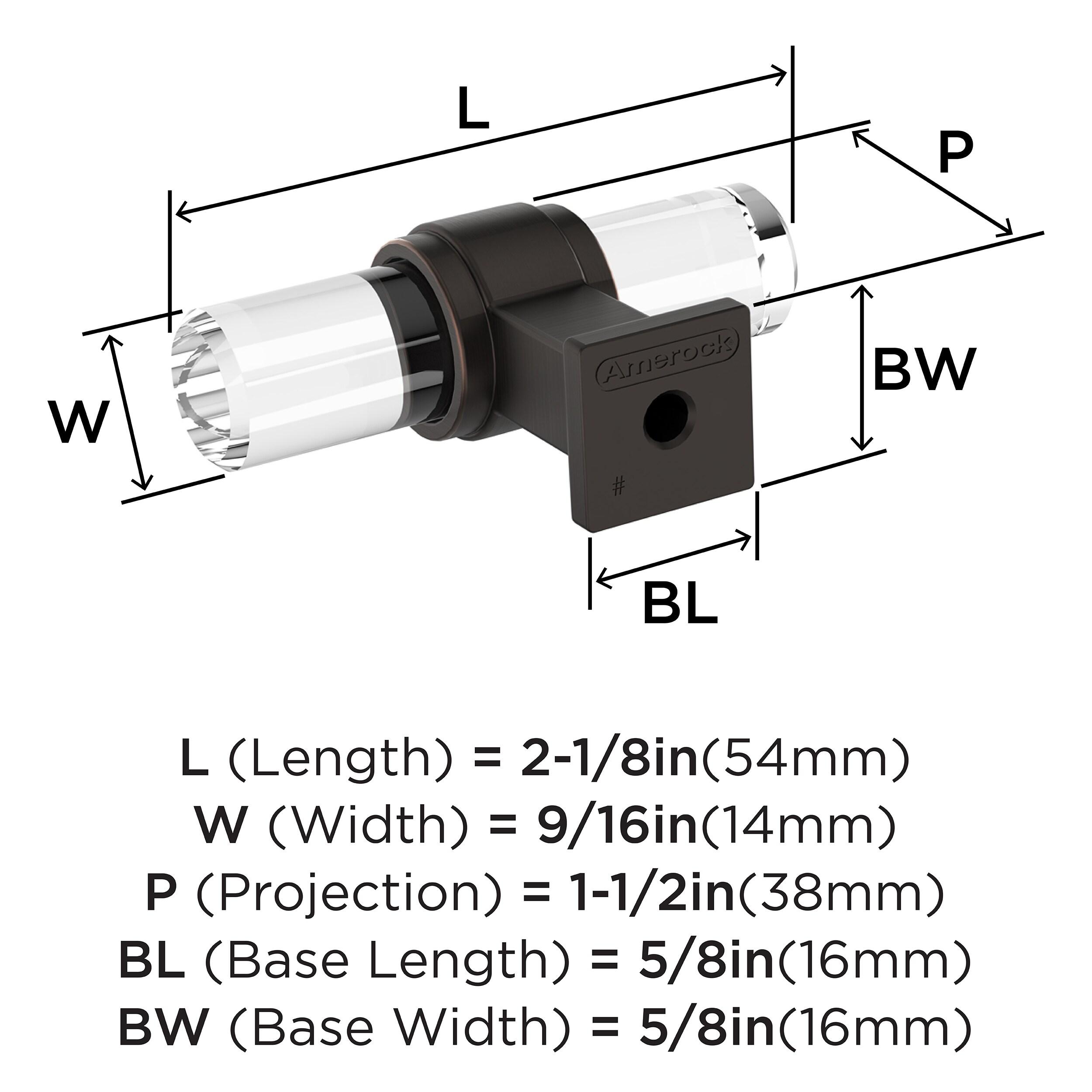 Amerock Glacio 2-1/8 inch (54mm) Length Clear/Oil-Rubbed Bronze Cabinet Knob