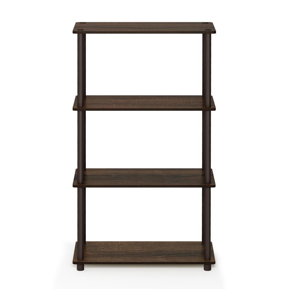 Furinno Turn-N-Tube 23.6 W x 11.4 D x 43.25 H 4-Shelf Decorative Shelves, Walnut and Brown