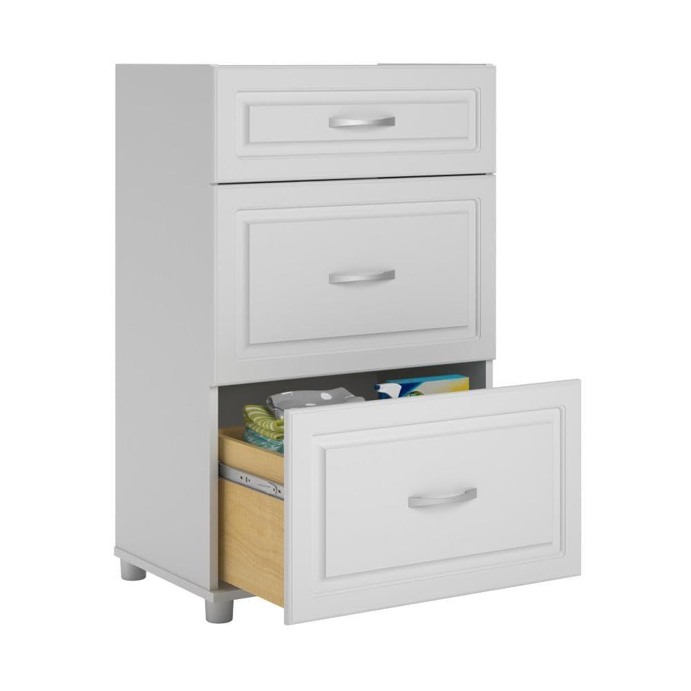 Systembuild Evolution Kendall 24" 3 Drawer Base Garage Storage Cabinet, White