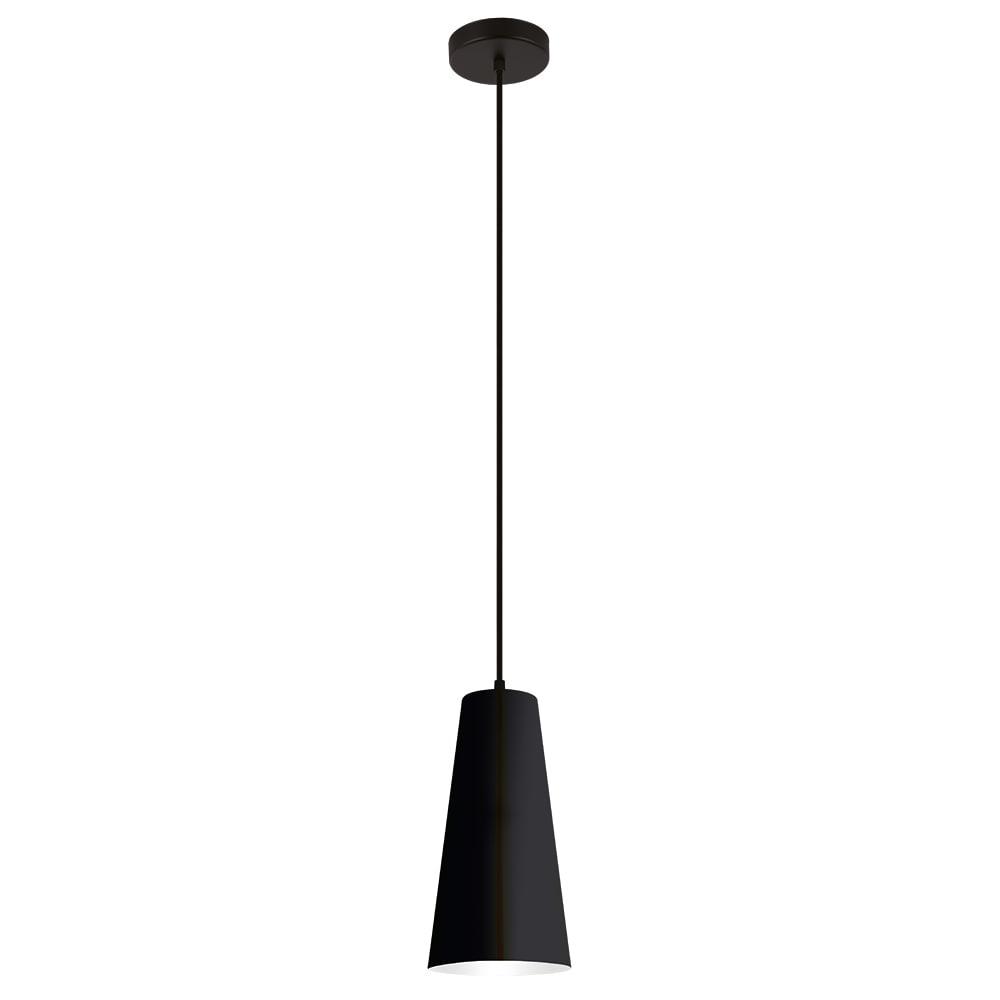 1-Light Pratella Mini Pendant Structured Black Finish with Shade - EGLO: Adjustable, Vintage Style Cone-Shaped Ceiling Light