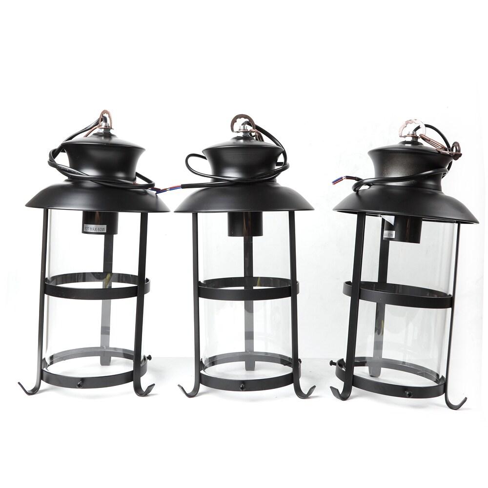 3-Light Rustic Kitchen Island Pendant Lamp Farmhouse Wood Iron Chandelier Industrial Ceiling Hanging Light with Glass Lampshade for Dining Living Room Restaurant Cafe Bar 39.4 x 27 in E26/E27 Base