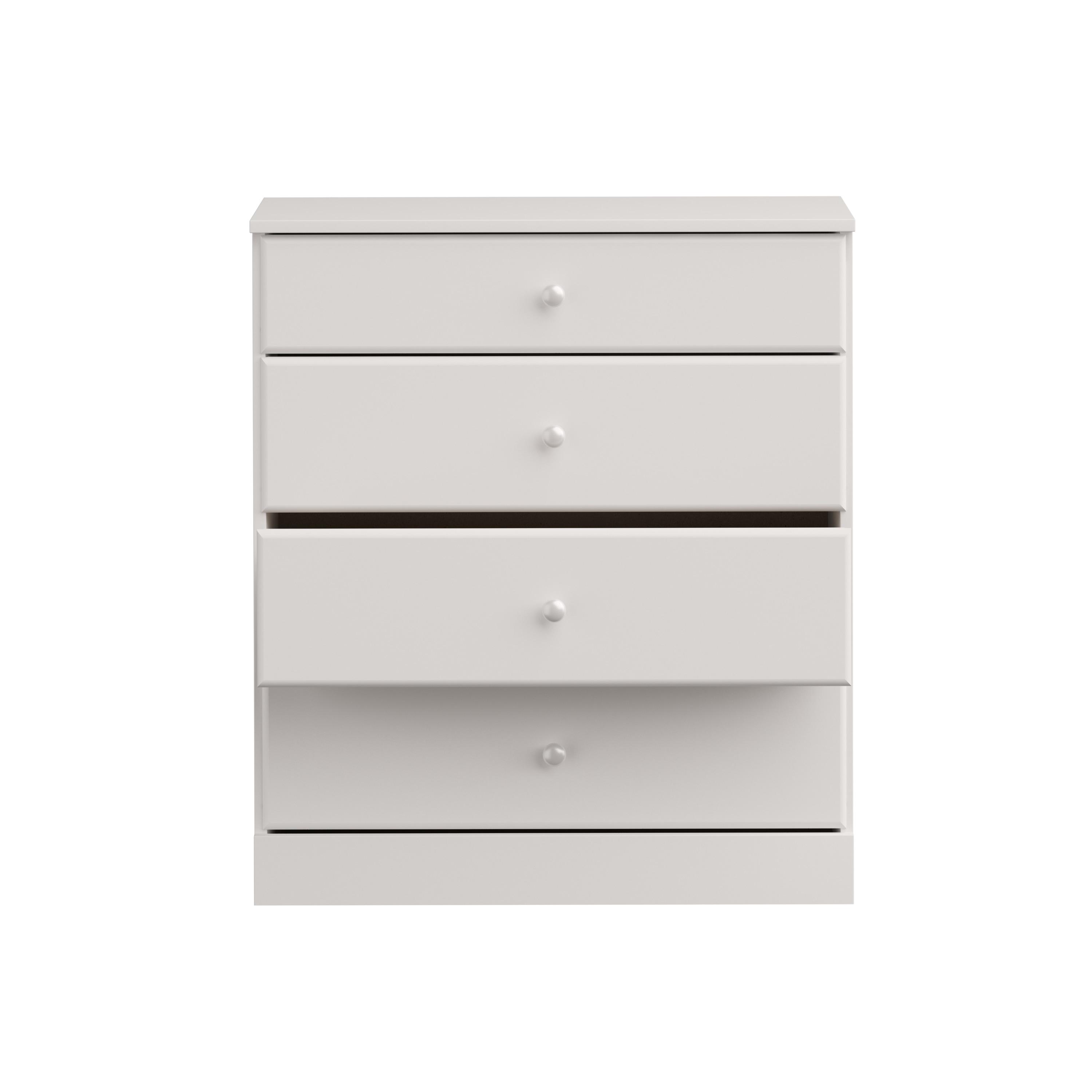 4 Drawers Astrid Dresser White - Prepac: Contemporary Storage Chest, Bedroom Furniture
