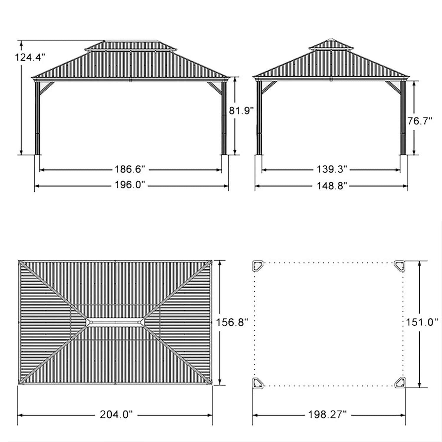 Purple Leaf 13' X 17' Hardtop Gazebo Aluminum Gazebo