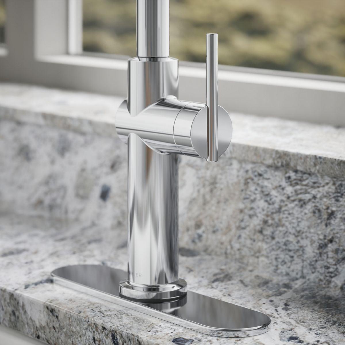 Kohler Crue Single Handle Pull Down Kitchen Faucet with Three-Function Pull Down Sprayer