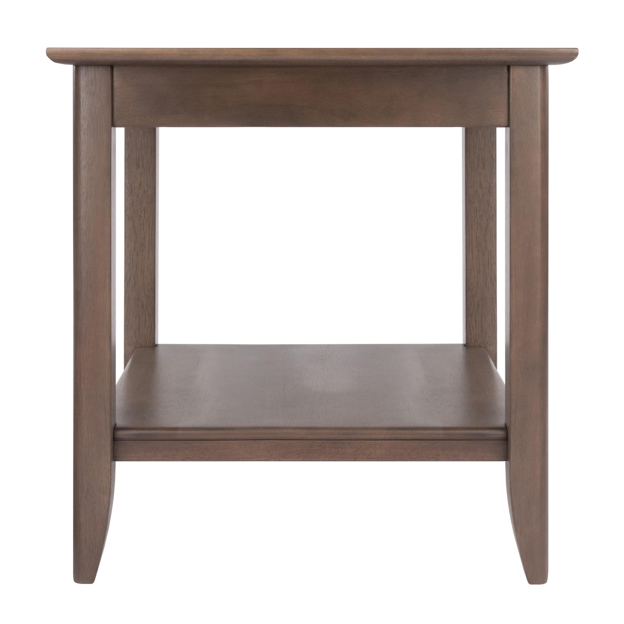 Santino End Table Oyster Gray - Winsome: Contemporary Accent Table with Lower Shelf, Wood Inlay