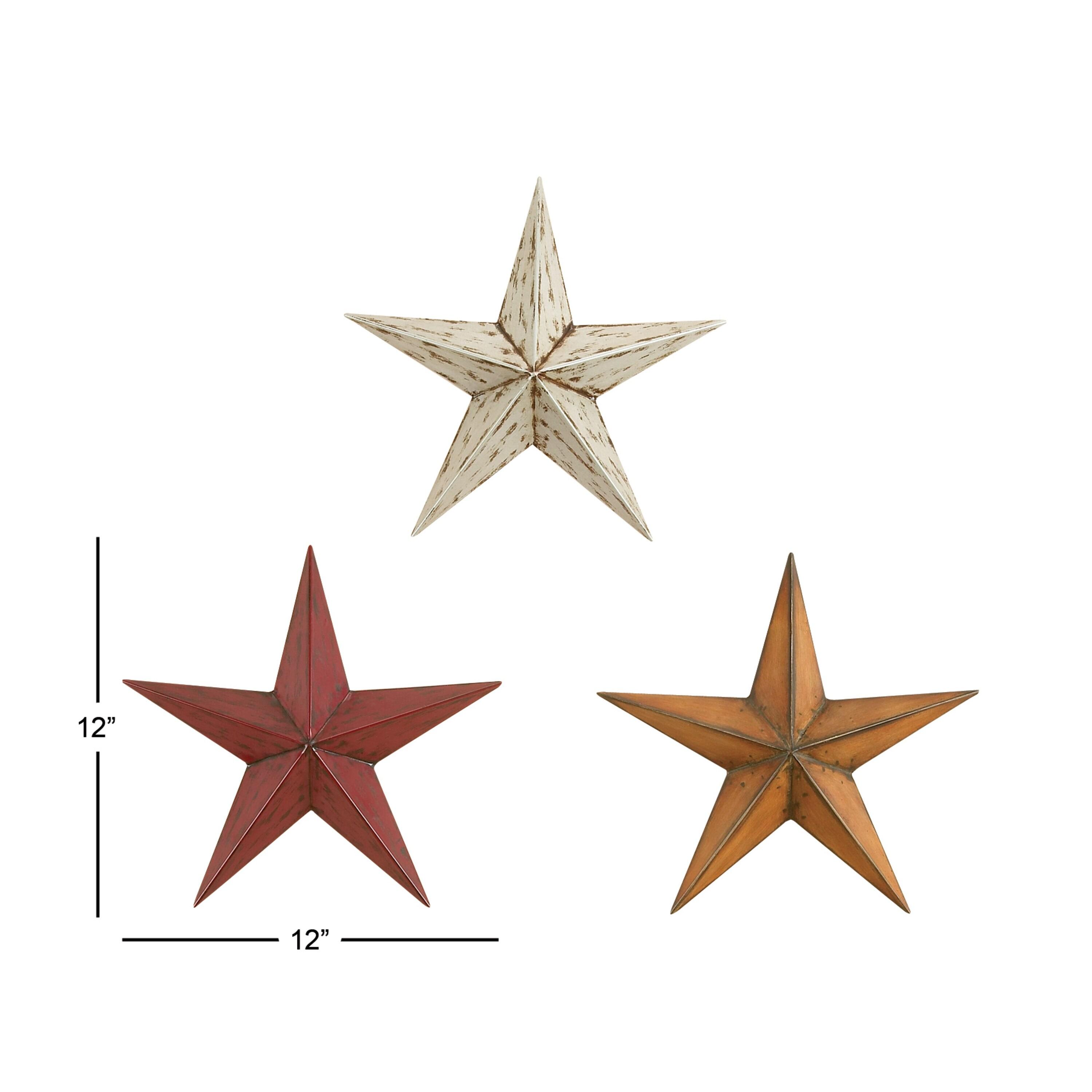 Metal Indoor Outdoor Star Multi Colored Wall Decor Set (Set of 3)