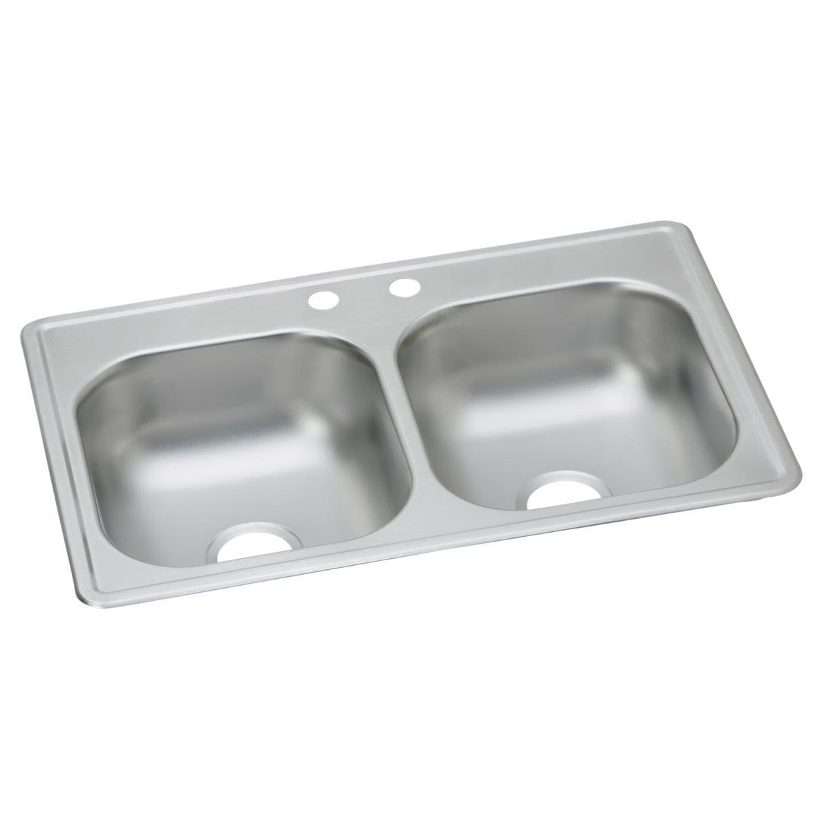 Elite Satin Stainless Steel Double Bowl Drop-In Kitchen Sink