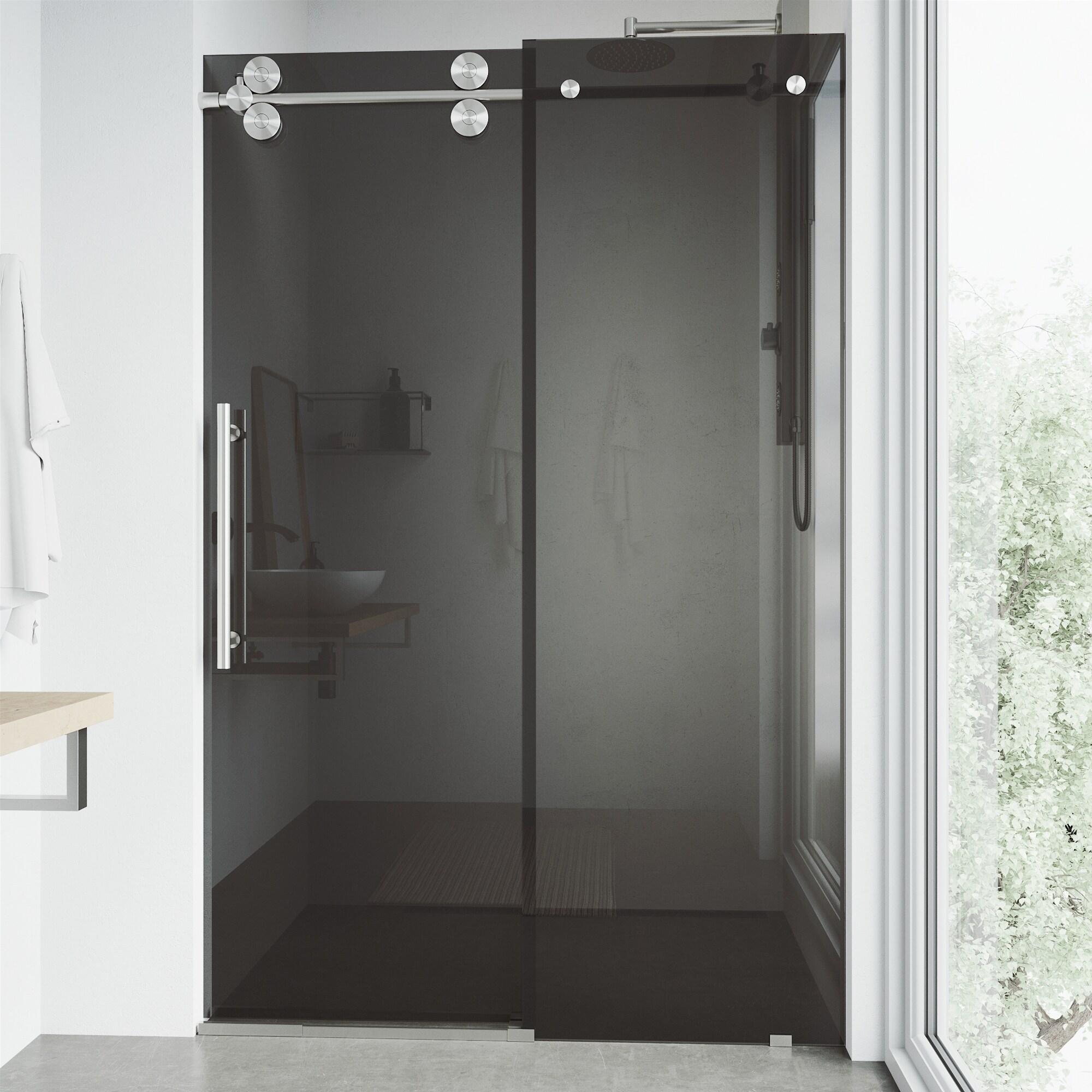 Elan 56-60" W x 74" H Sliding Frameless Shower Door with 3/8" Tinted Glass
