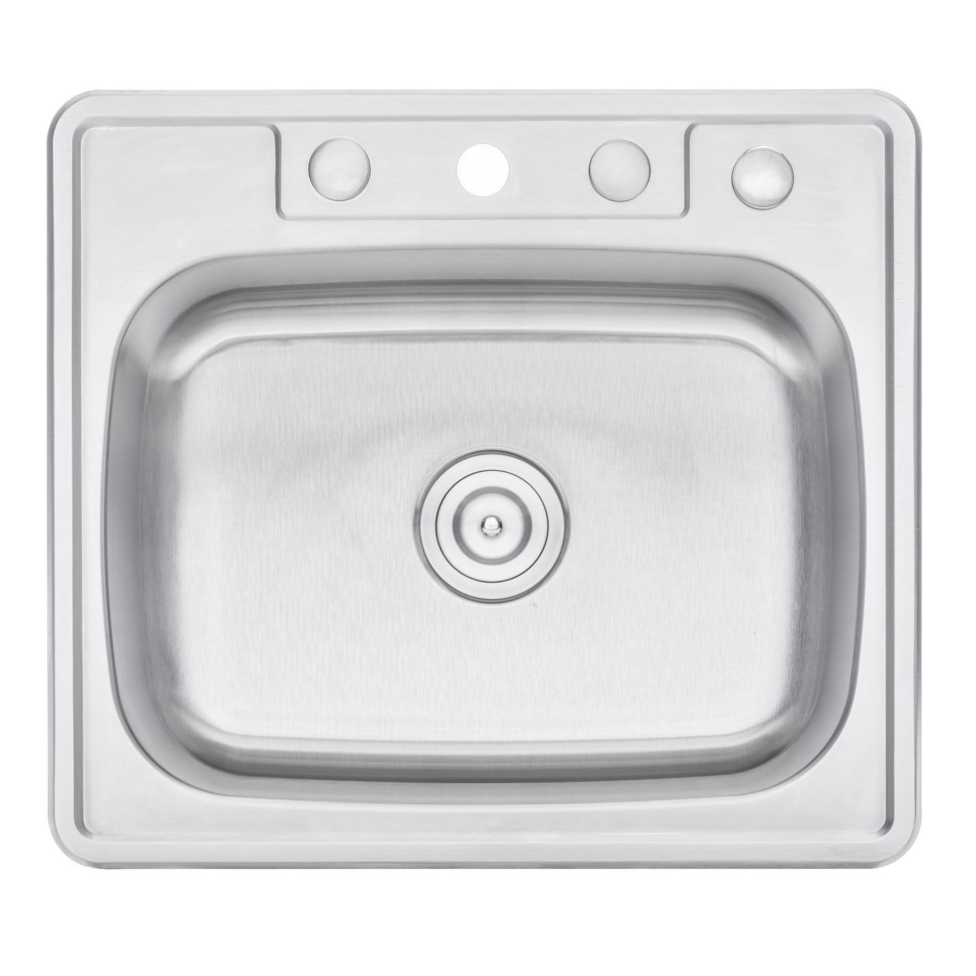 Brushed Stainless Steel Single Bowl Drop-In Kitchen Sink