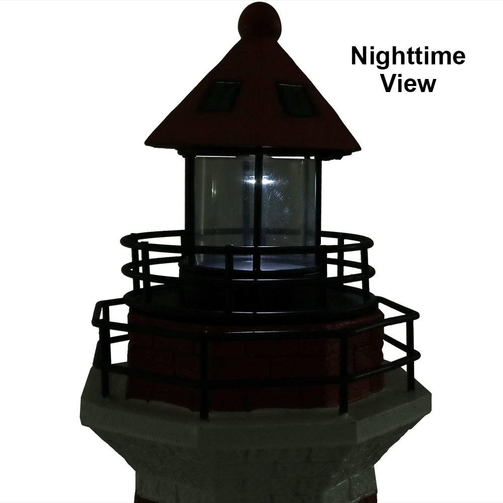 Longshore Tides Caudillo Striped Resin Solar Resin Outdoor LED Lighthouse Statue