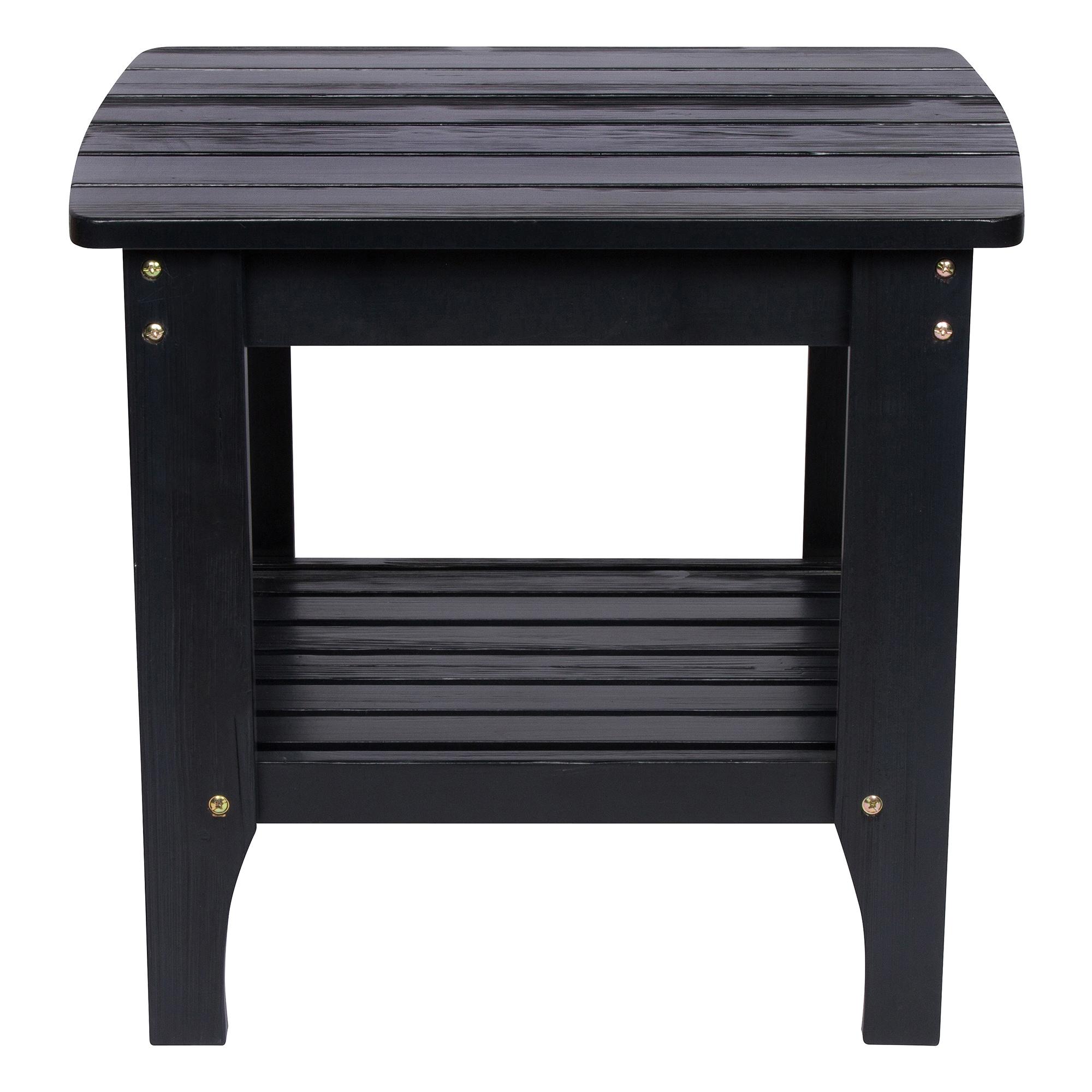 Shine Company Rectangular Traditional Wood Indoor/Outdoor Side Table in Black