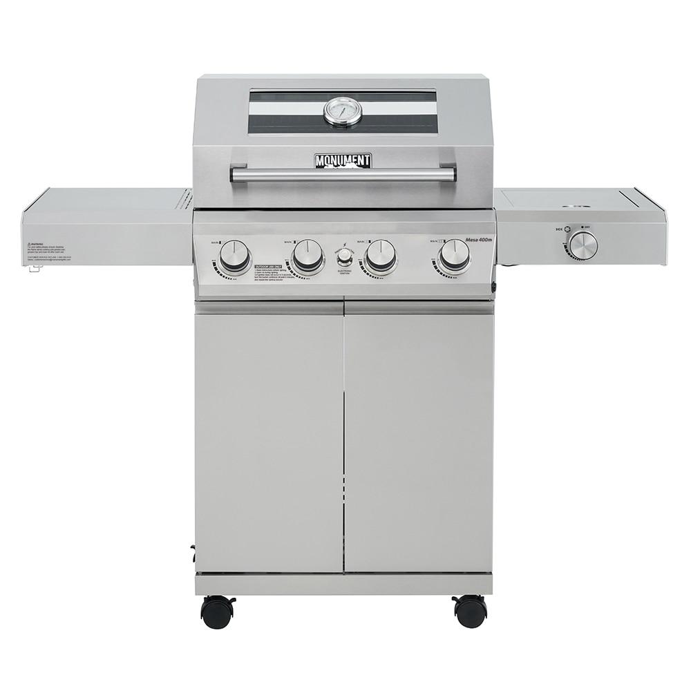 Monument Grills Mesa 400M 4-Burner Liquid Propane 52000 BTU Gas Grill with Side Burner and Cabinet