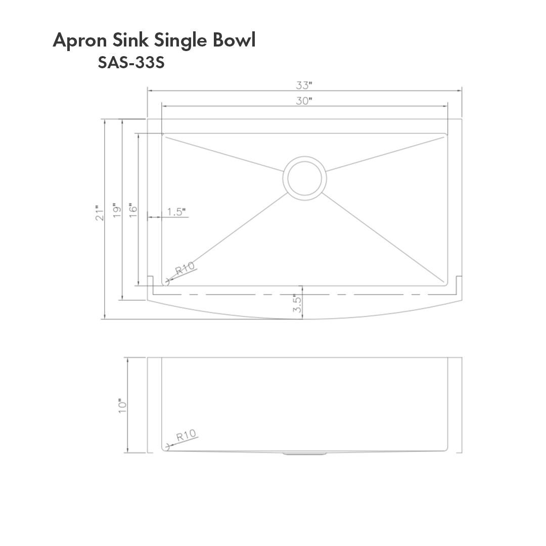 DuraSnow ZLINE 33" Vail Farmhouse Apron Mount Single Bowl Fingerprint Resistant Stainless Steel Kitchen Sink with Bottom Grid