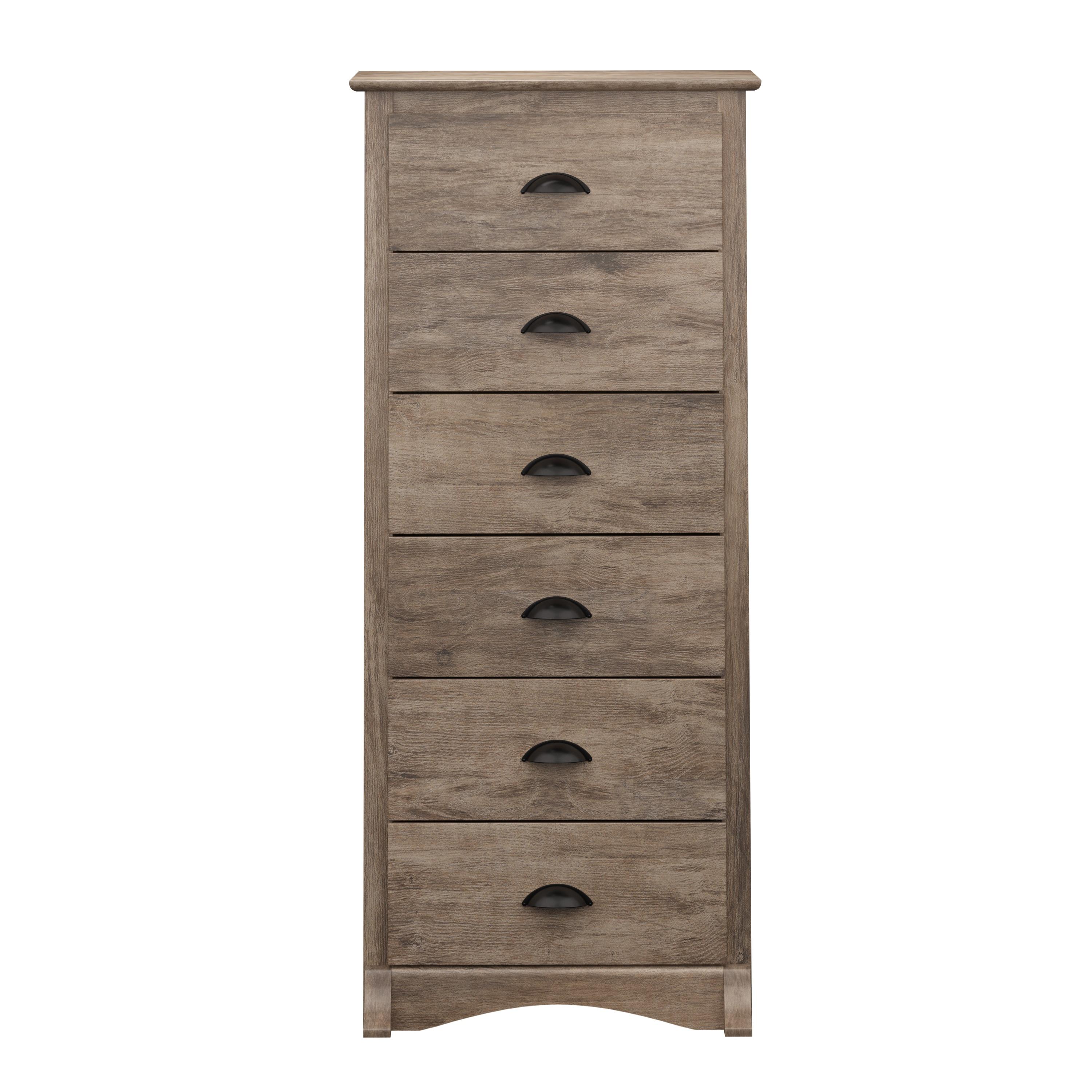 Tall 6 Drawer Chest Drifted Gray - Prepac: Space-Saving Bedroom Storage Furniture