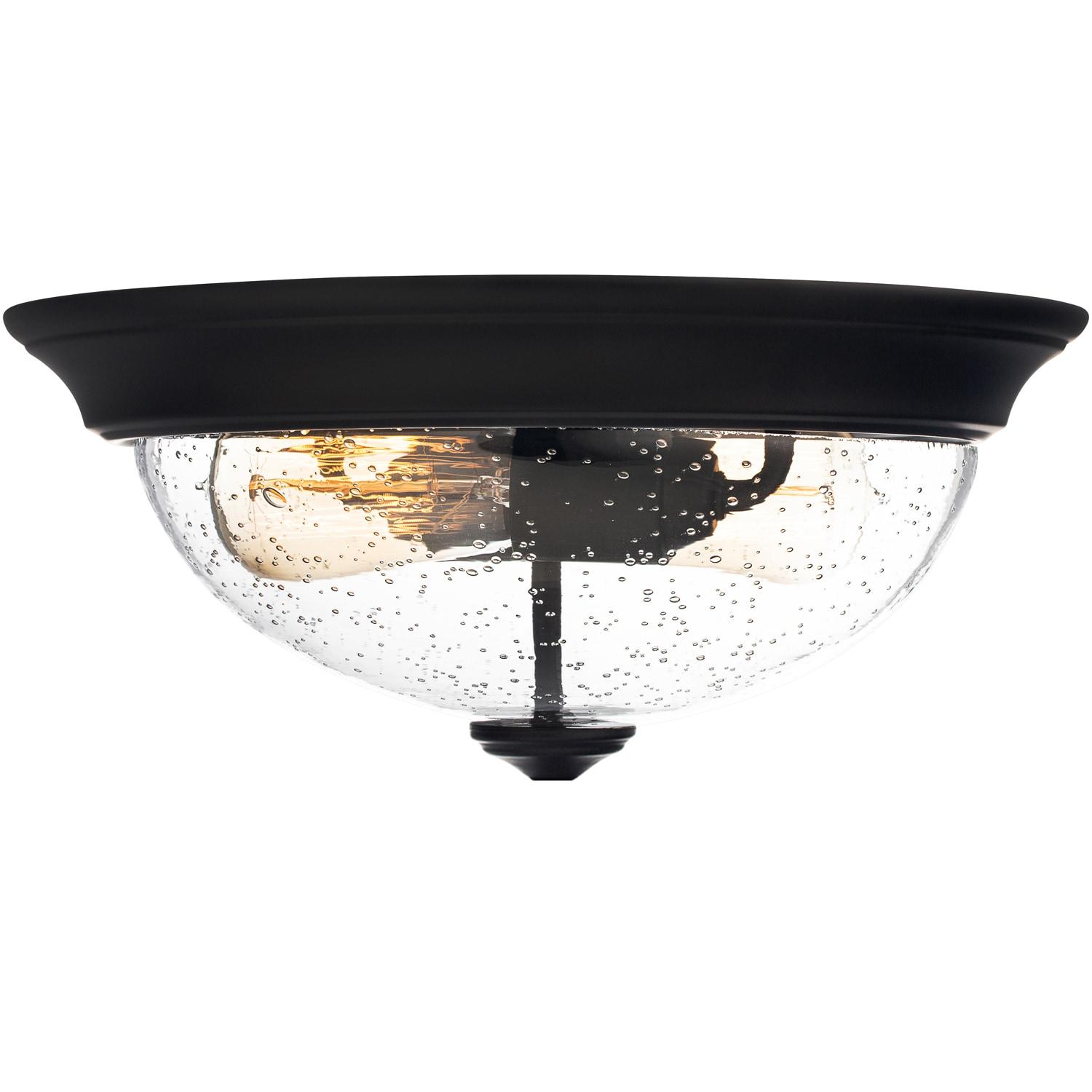 Prominence Home 51381 Designer Series Flushmount Lighting, 13" Seeded Glass, Low Profile, Bronze
