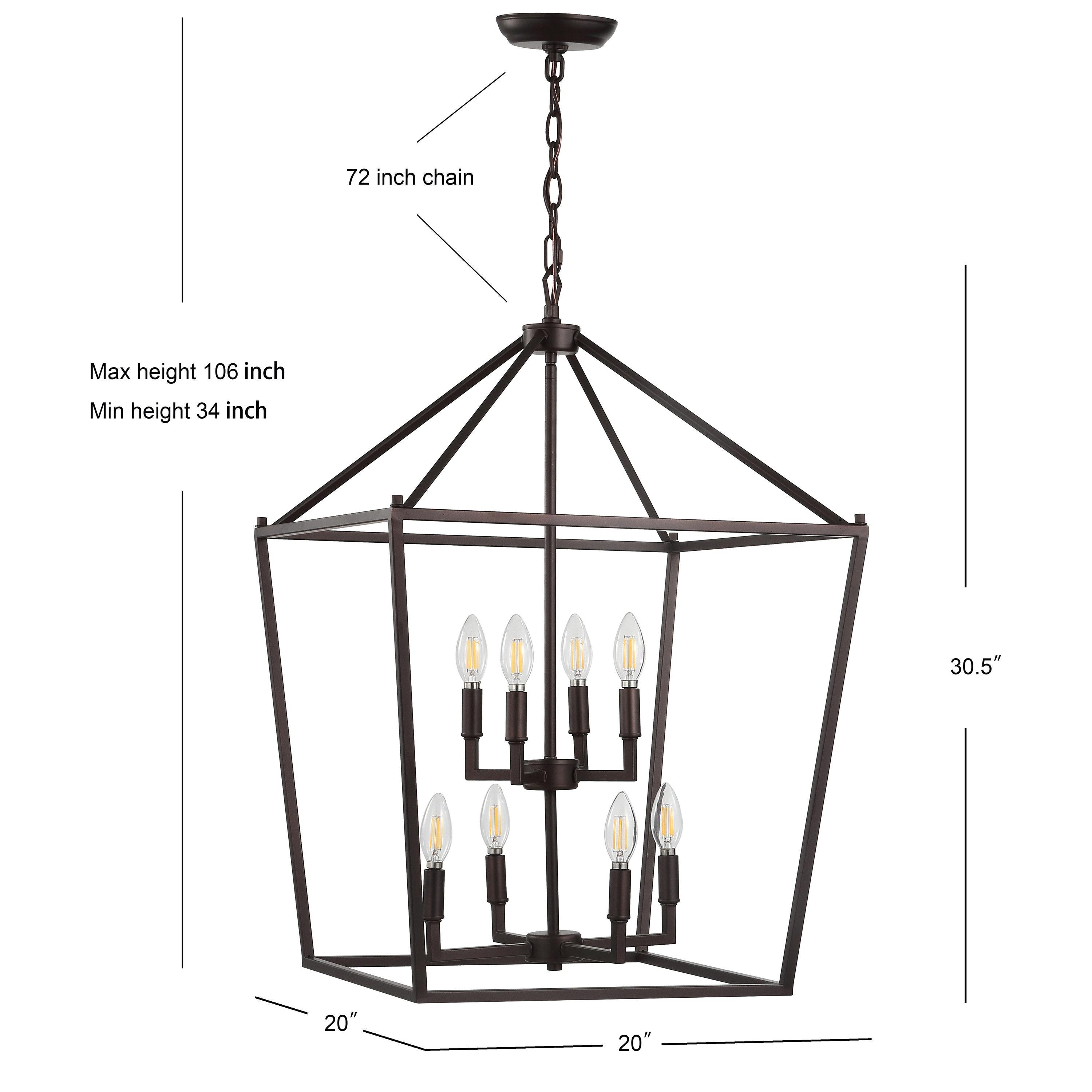 Pagoda 20" 8-Bulb Lantern Metal LED Pendant, Oil Rubbed Bronze